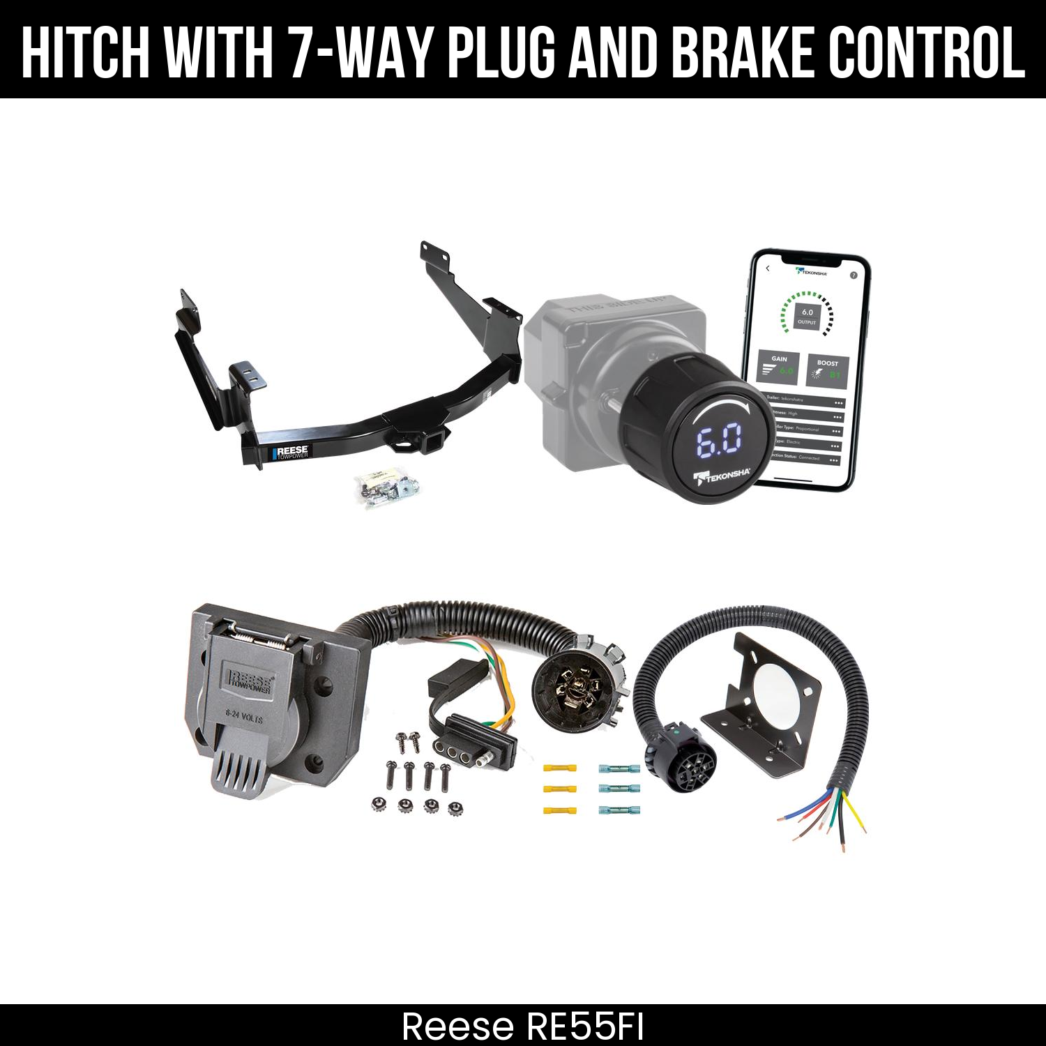 Reese RE55FI Hitch With 7 Way Plug And Brake Control Bundle Featureimg