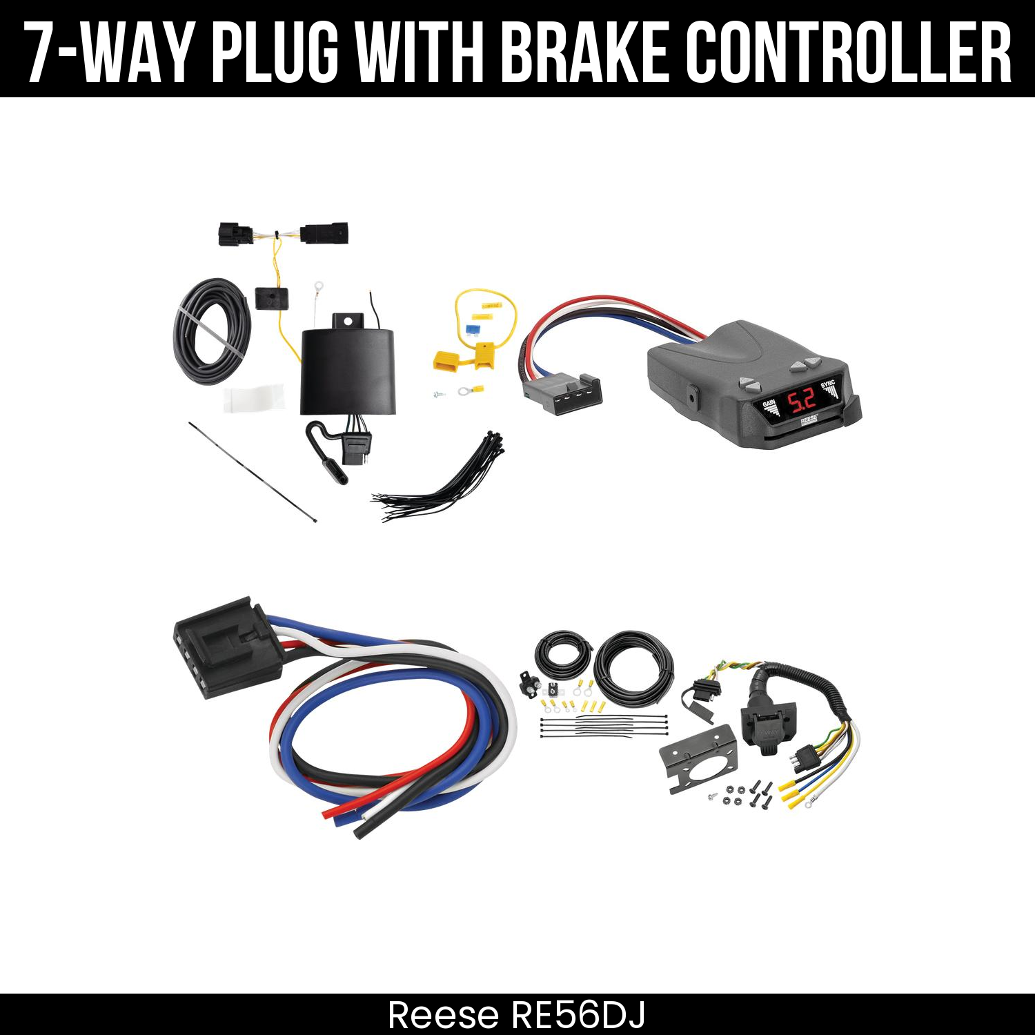 Trailer Wiring 7-Way Plug w/ Bracket , Reese Brakeman IV Brake Control