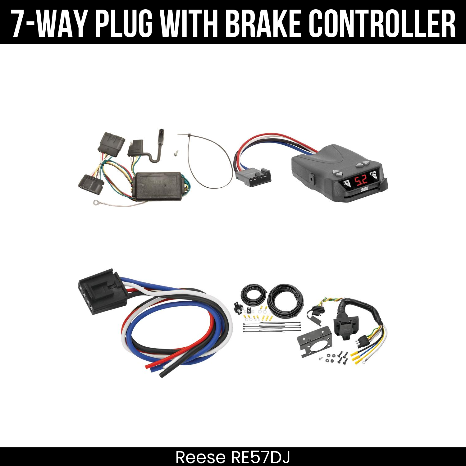 Trailer Wiring 7-Way Plug w/ Bracket , Reese Brakeman IV Brake Control