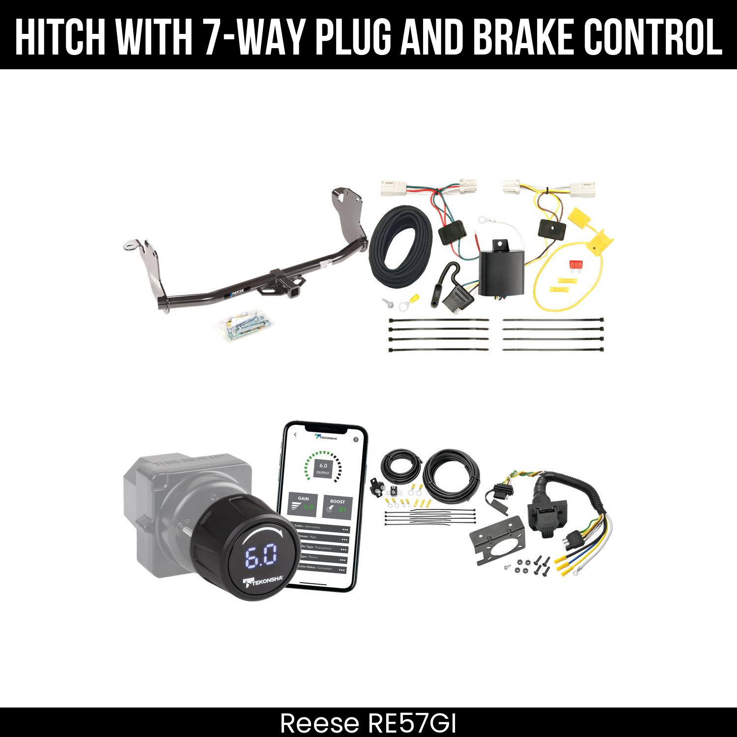 Reese RE57GI Hitch With 7 Way Plug And Brake Control Bundle Featureimg