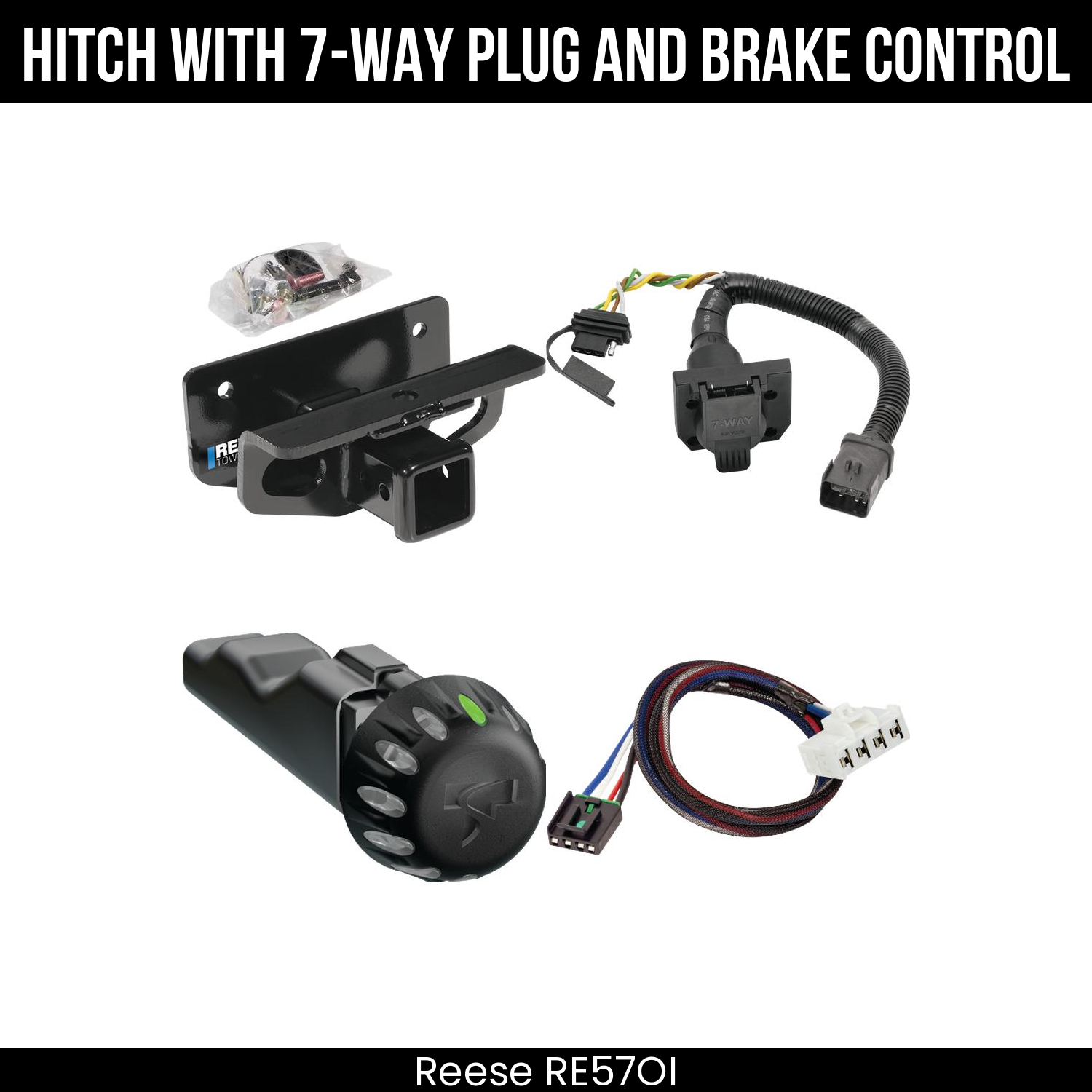 Reese RE57OI Hitch With 7 Way Plug And Brake Control Bundle Featureimg