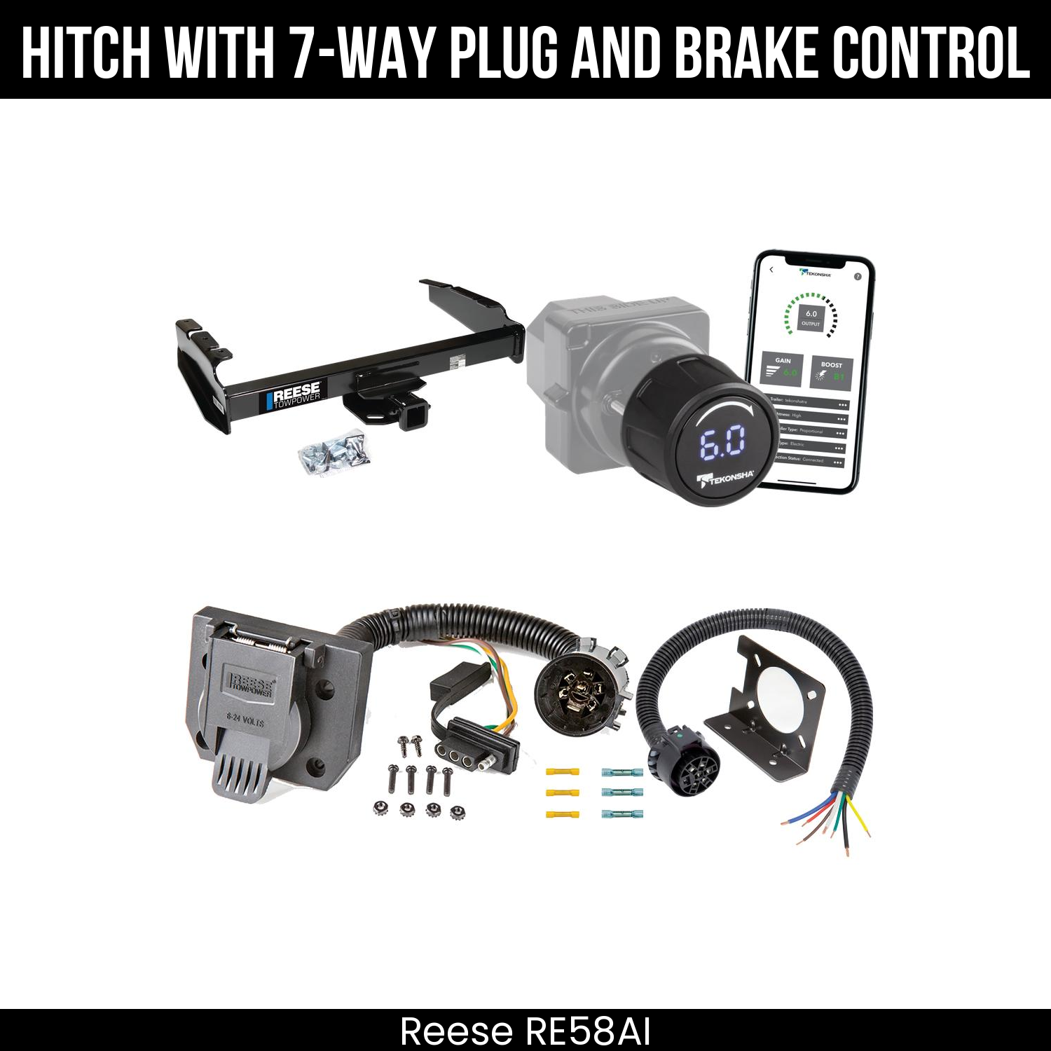 Reese RE58AI Hitch With 7 Way Plug And Brake Control Bundle Featureimg