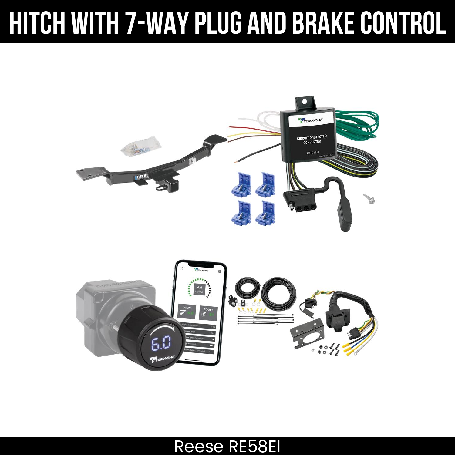 Reese RE58EI Hitch With 7 Way Plug And Brake Control Bundle Featureimg