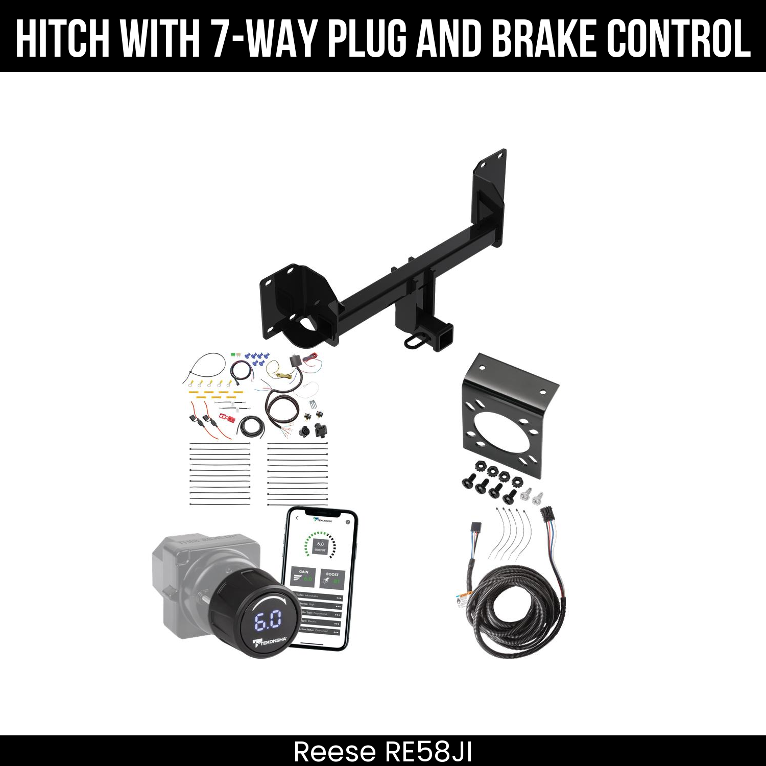 Reese RE58JI Hitch With 7 Way Plug And Brake Control Bundle Featureimg