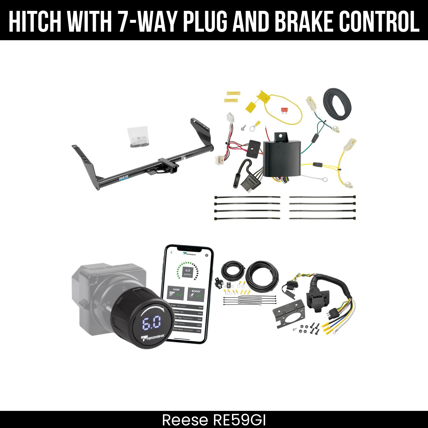 Reese RE59GI Hitch With 7 Way Plug And Brake Control Bundle Featureimg
