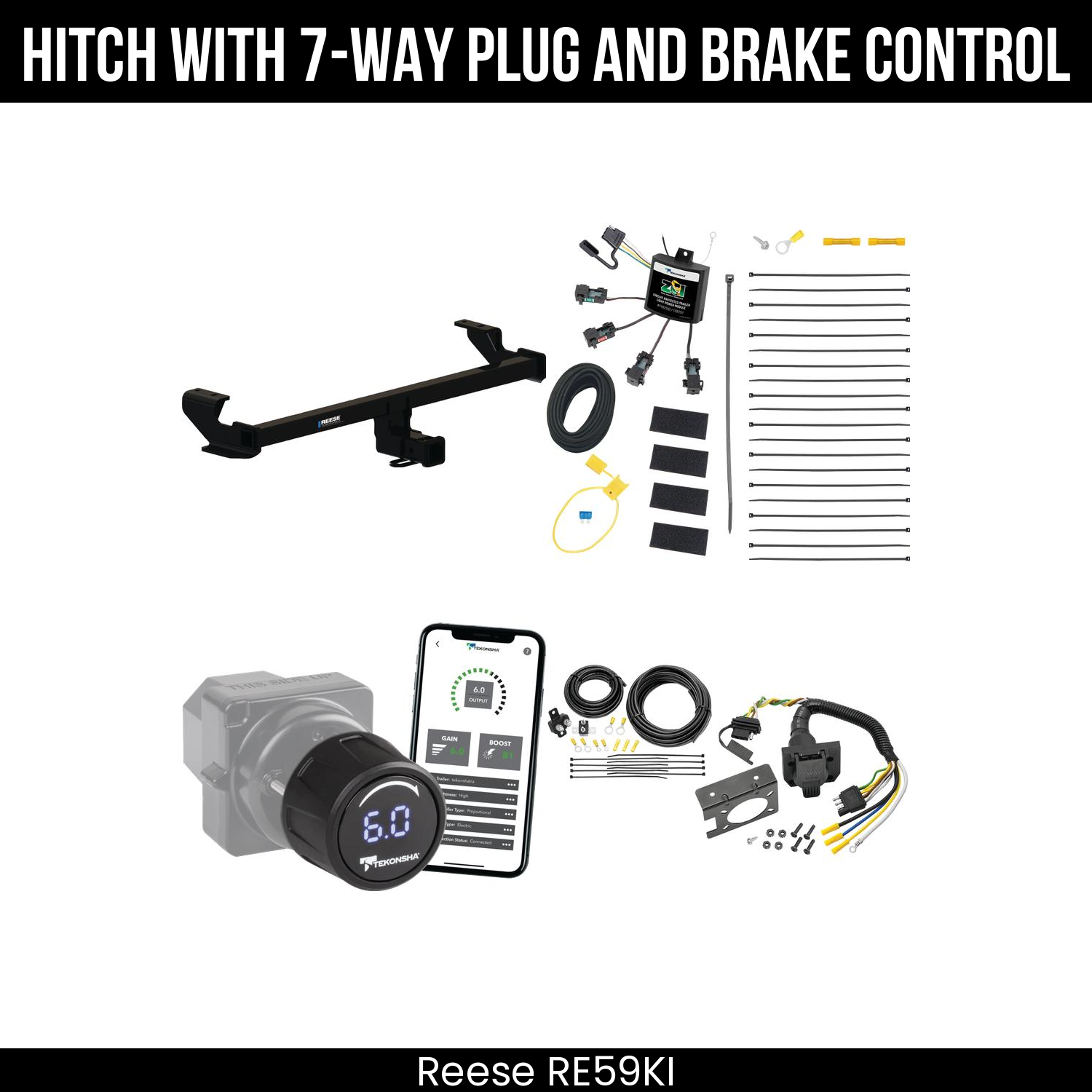 Reese RE59KI Hitch With 7 Way Plug And Brake Control Bundle Featureimg