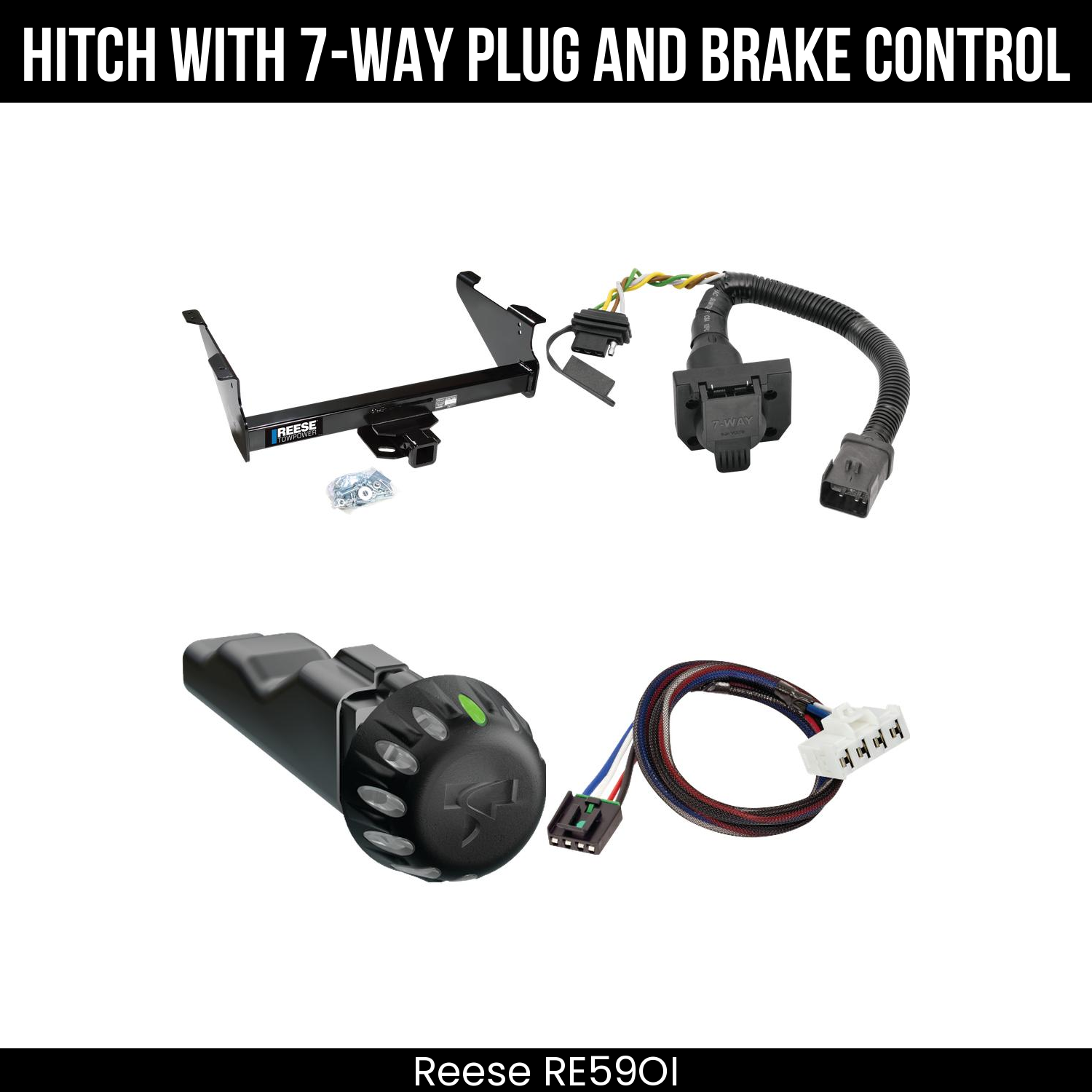 Reese RE59OI Hitch With 7 Way Plug And Brake Control Bundle Featureimg