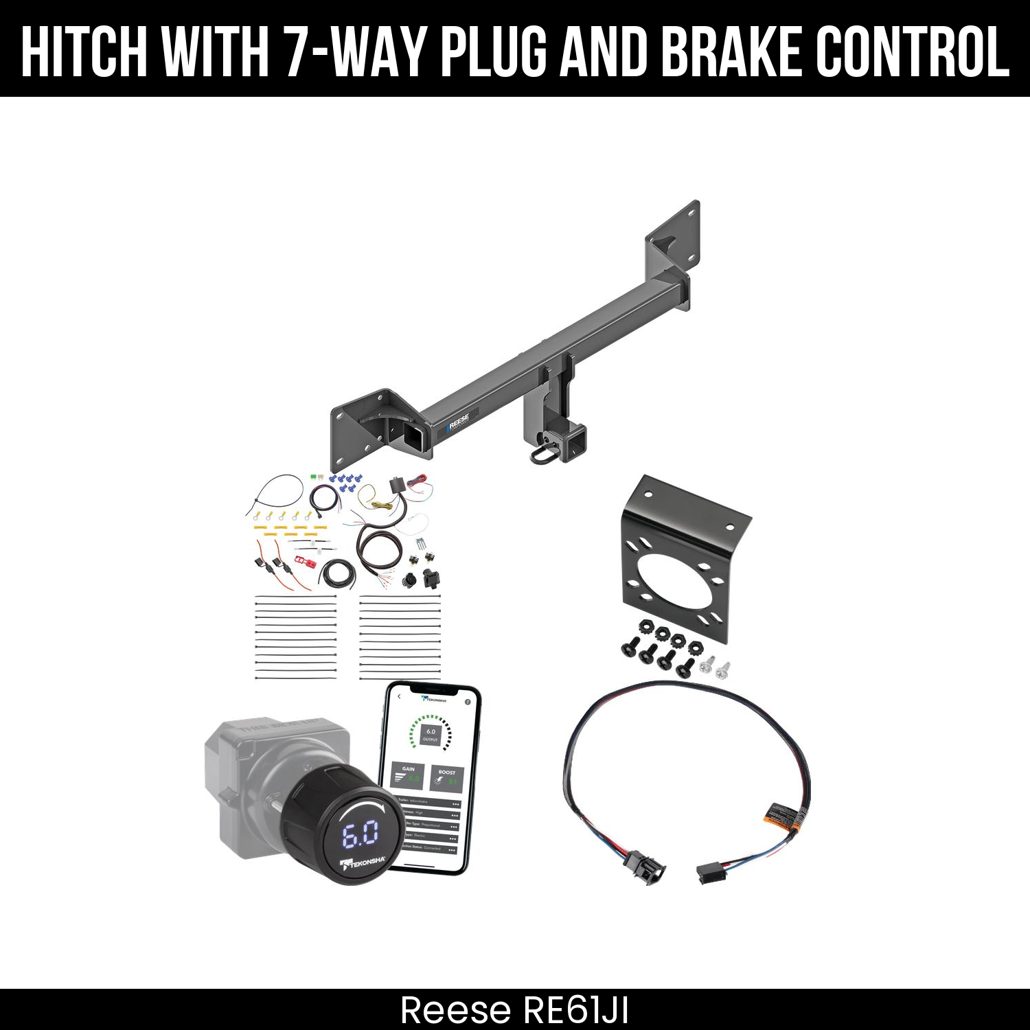 Reese RE61JI Hitch With 7 Way Plug And Brake Control Bundle Featureimg