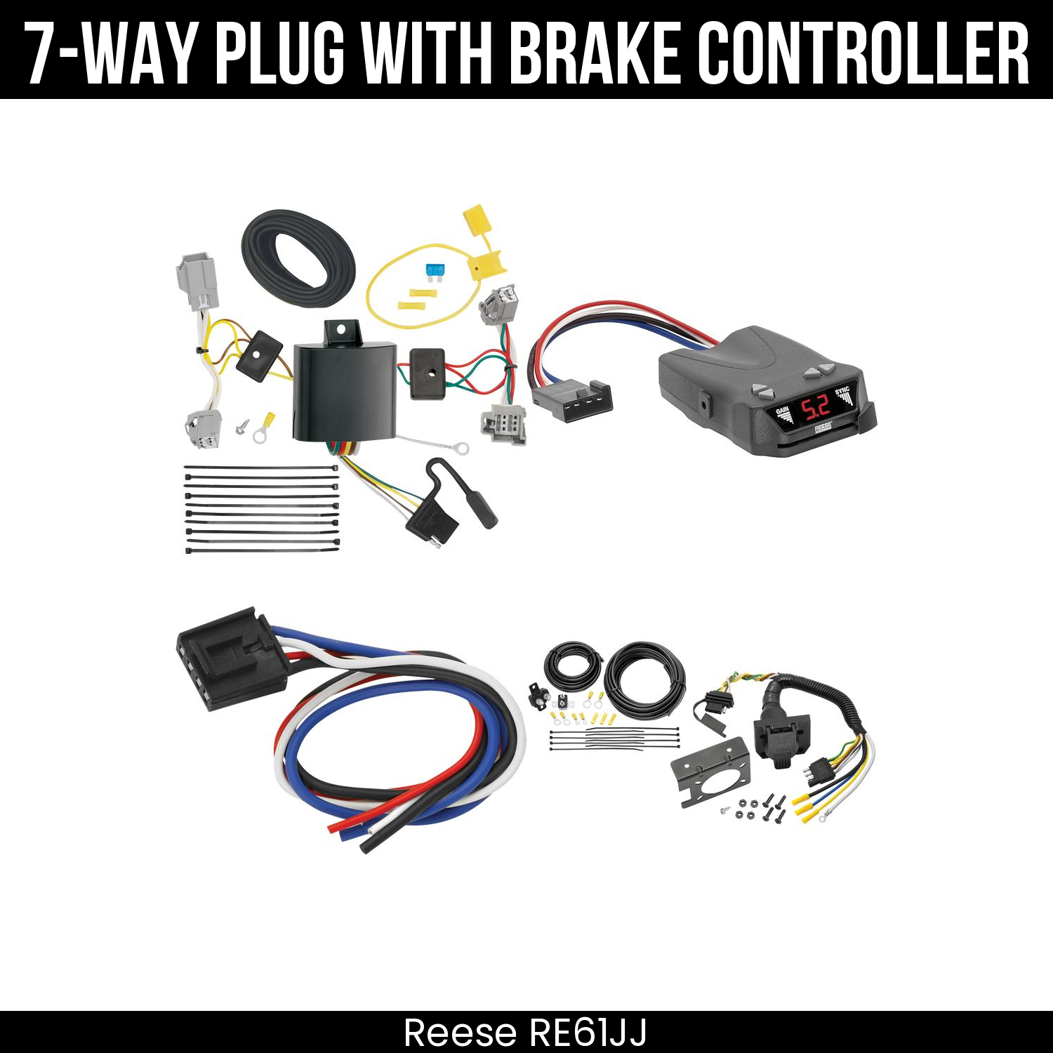 Trailer Wiring 7-Way Plug w/ Bracket , Reese Brakeman IV Brake Control