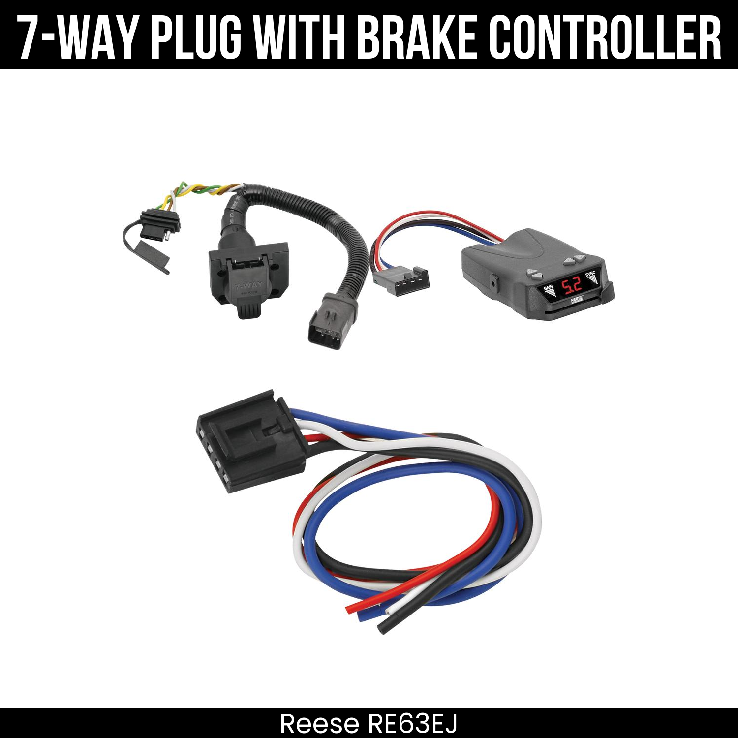 Trailer Wiring 7-Way Plug w/ Bracket , Reese Brakeman IV Brake Control