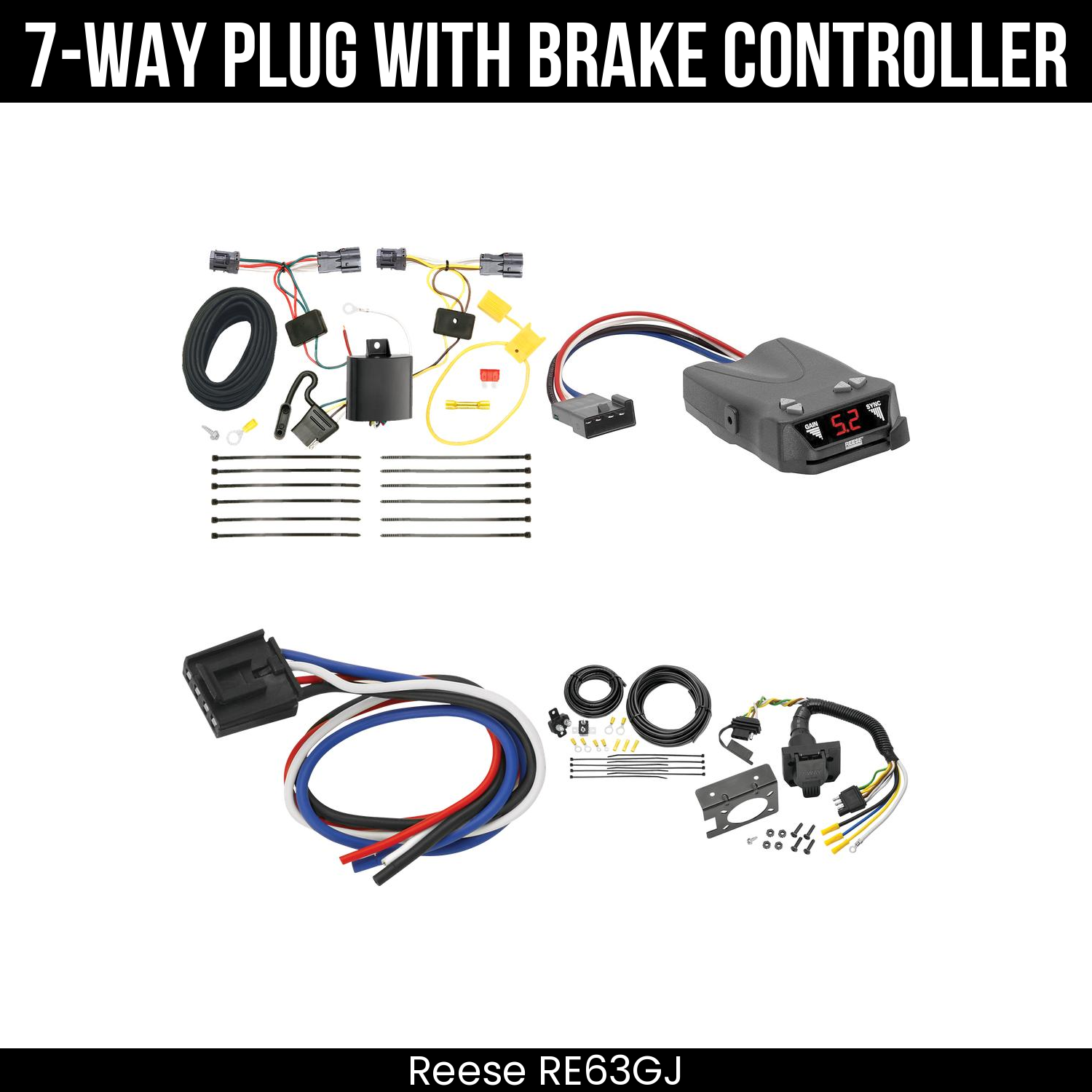 Trailer Wiring 7-Way Plug w/ Bracket , Reese Brakeman IV Brake Control