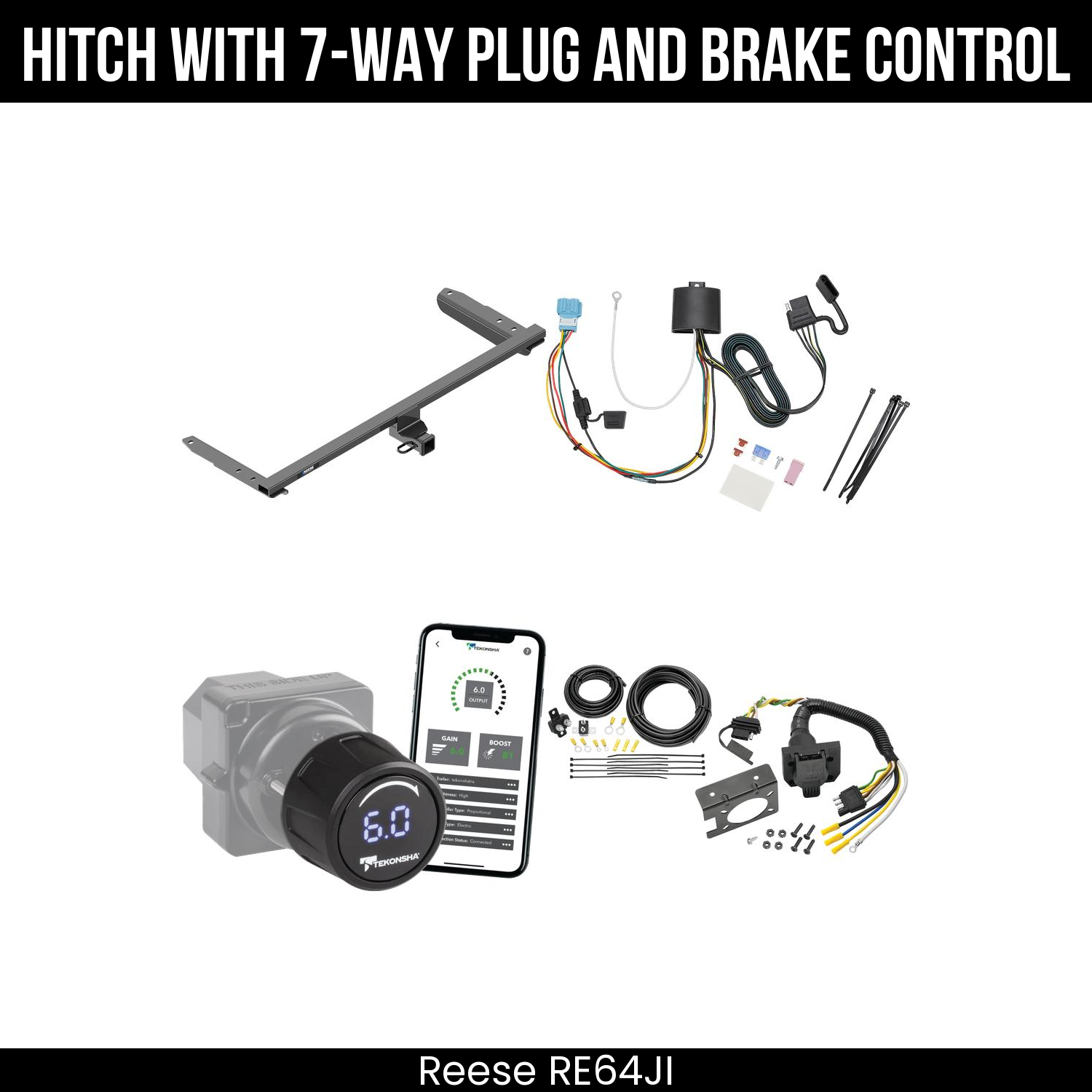 Reese RE64JI Hitch With 7 Way Plug And Brake Control Bundle Featureimg