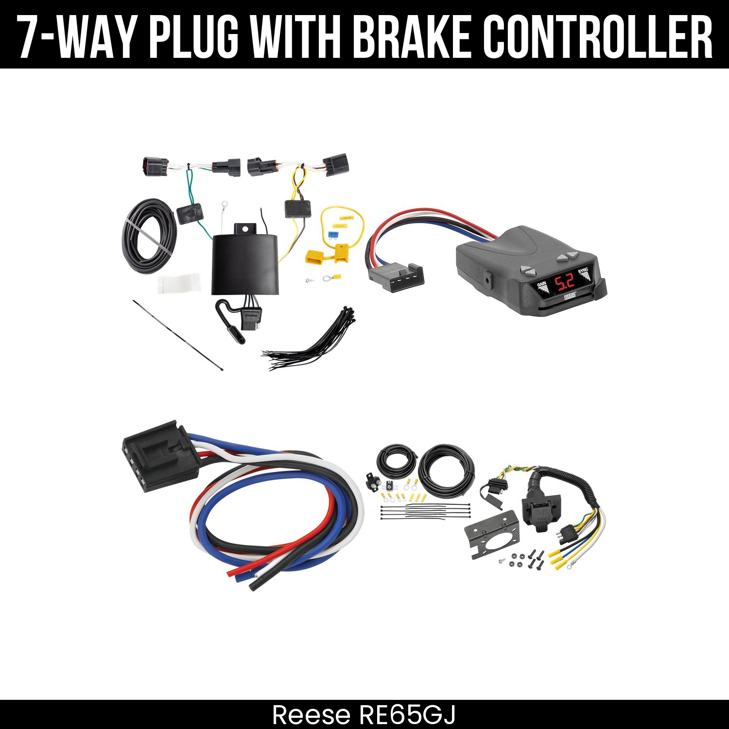 Trailer Wiring 7-Way Plug w/ Bracket , Reese Brakeman IV Brake Control