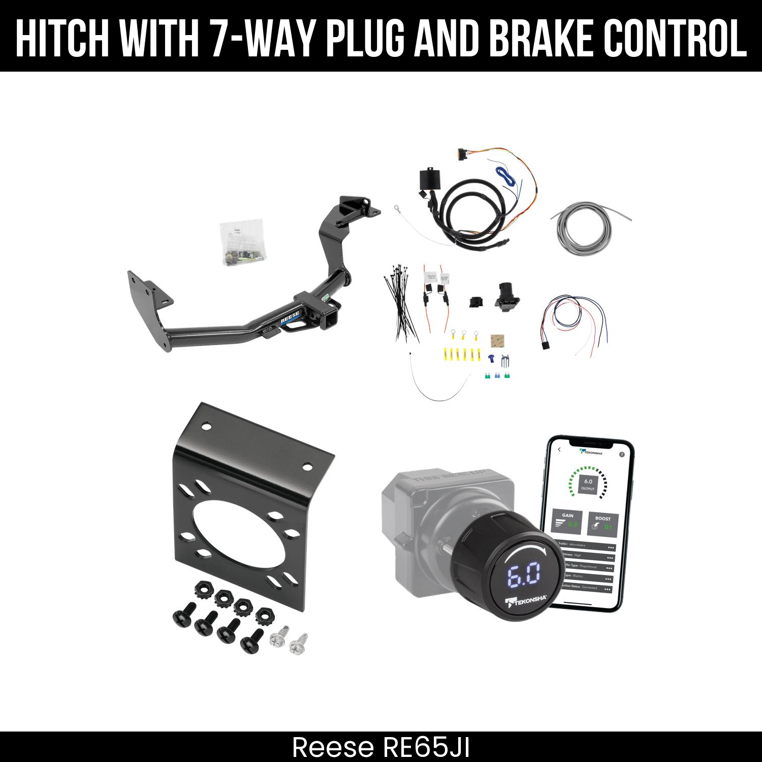 Reese RE65JI Hitch With 7 Way Plug And Brake Control Bundle Featureimg