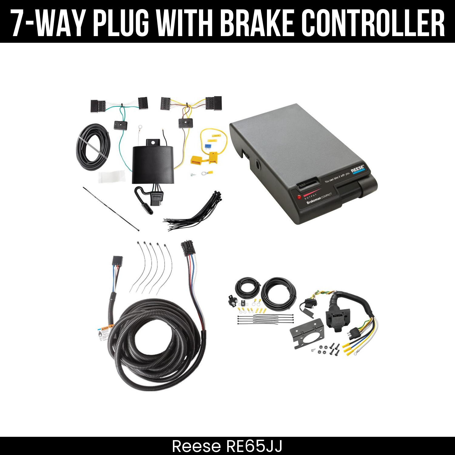 Trailer Wiring 7-Way Plug w/ Bracket , Reese Brakeman Brake Control