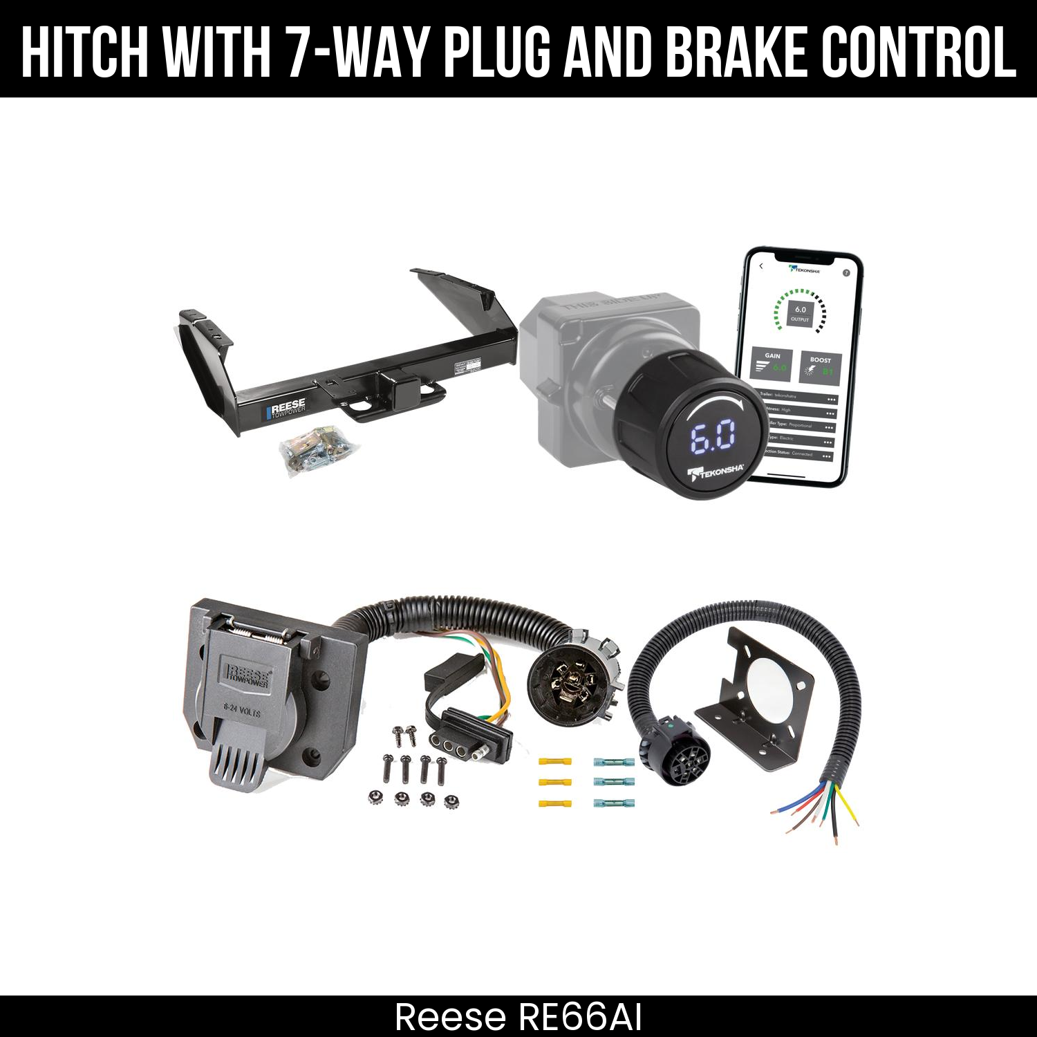 Reese RE66AI Hitch With 7 Way Plug And Brake Control Bundle Featureimg