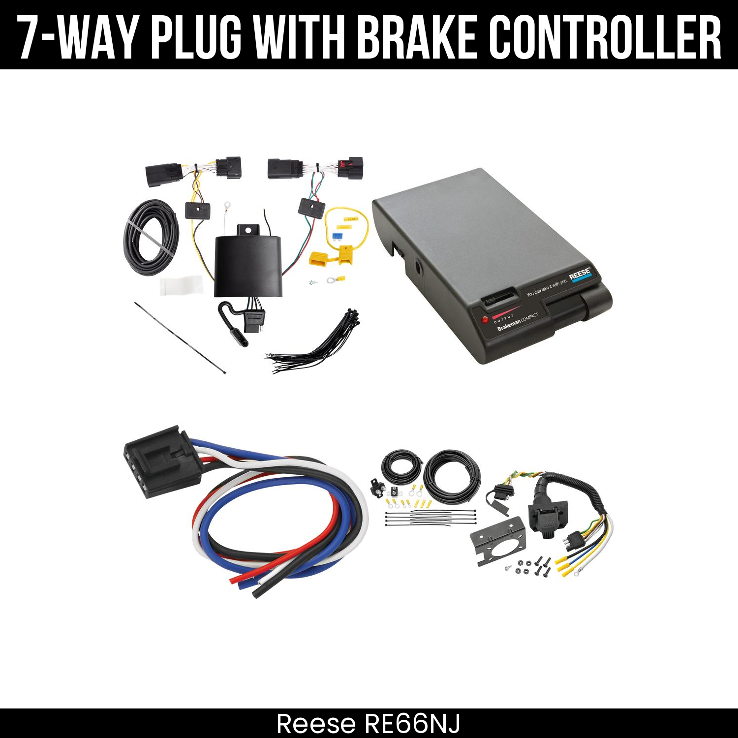 Trailer Wiring 7-Way Plug w/ Bracket , Reese Brakeman Brake Control