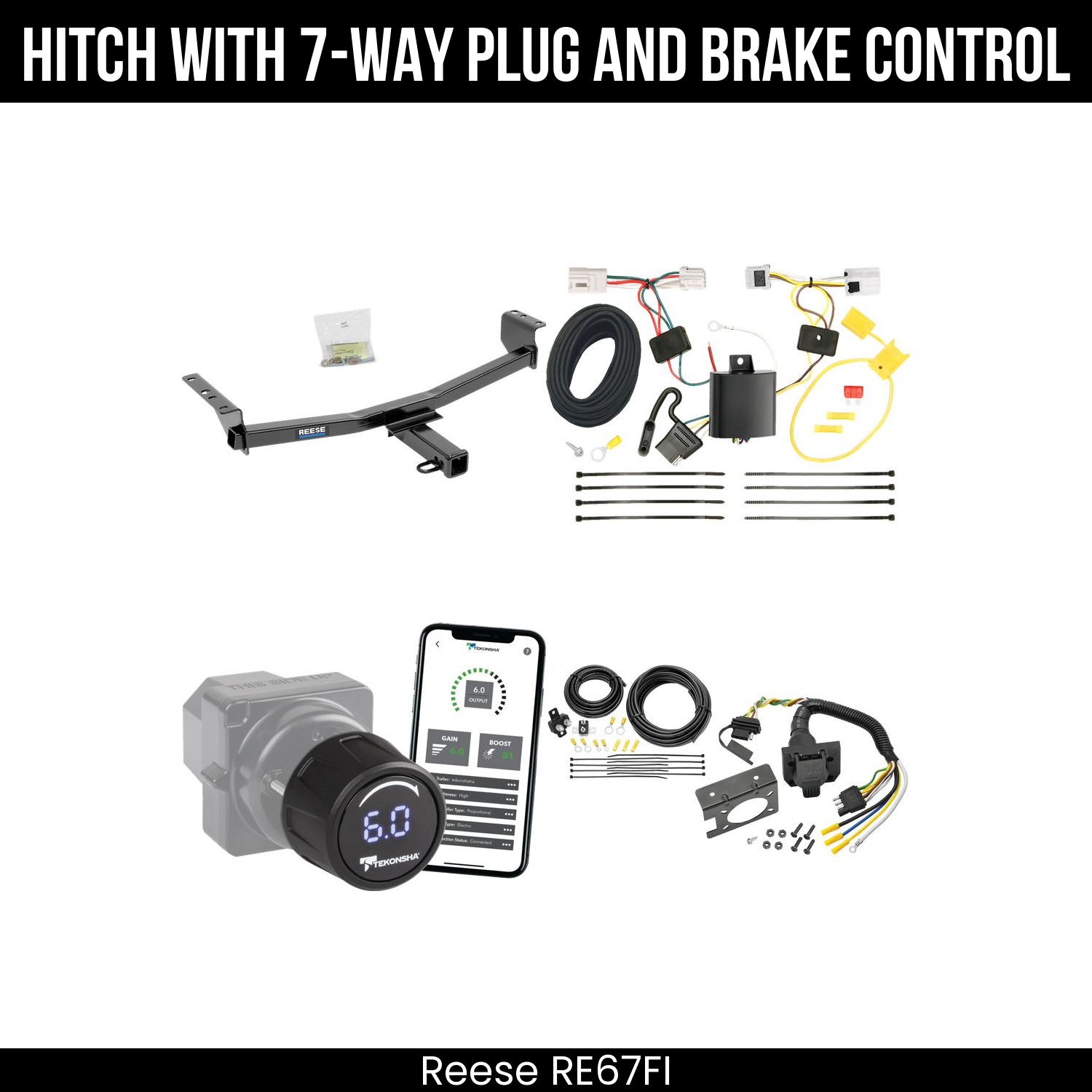 Reese RE67FI Hitch With 7 Way Plug And Brake Control Bundle Featureimg