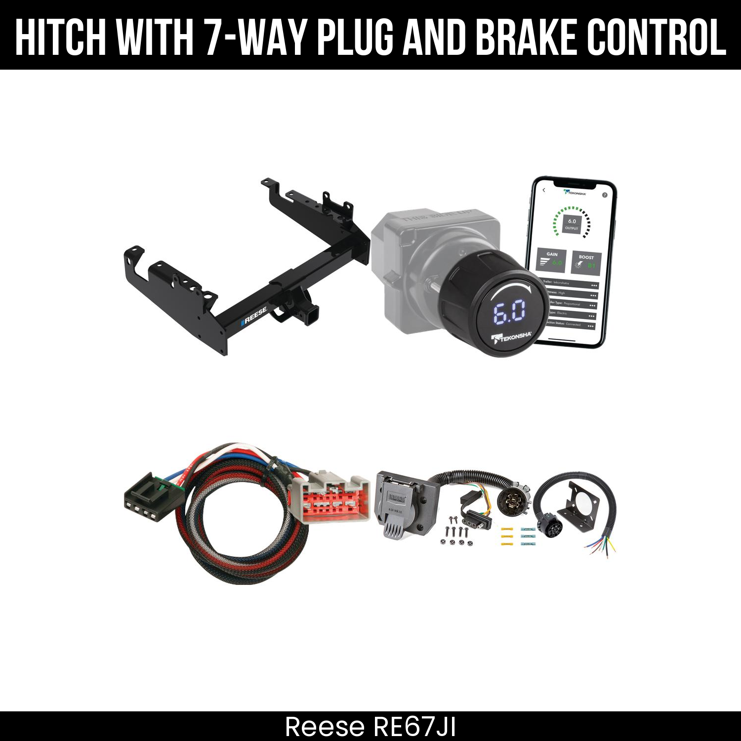 Reese RE67JI Hitch With 7 Way Plug And Brake Control Bundle Featureimg