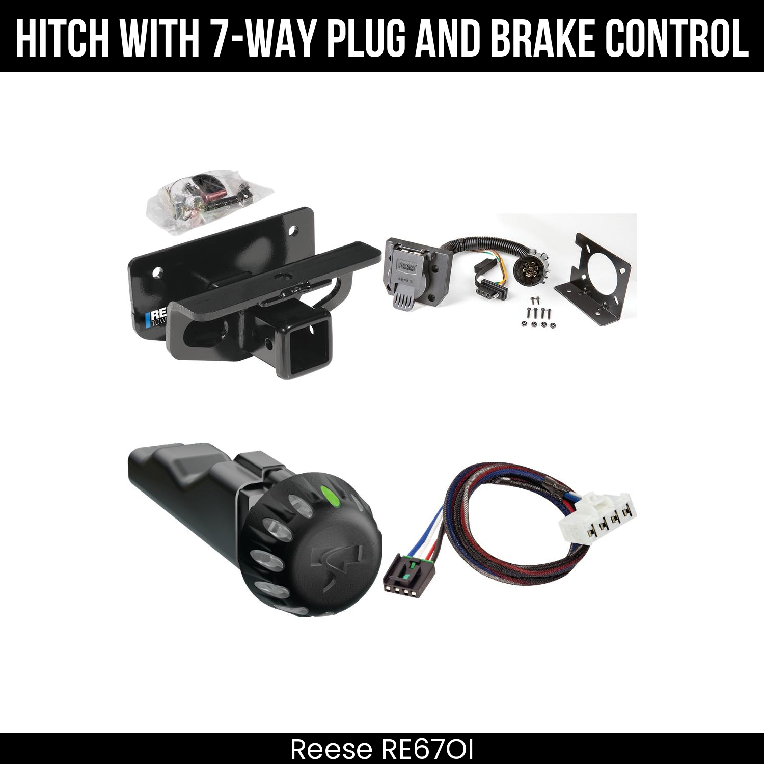 Reese RE67OI Hitch With 7 Way Plug And Brake Control Bundle Featureimg