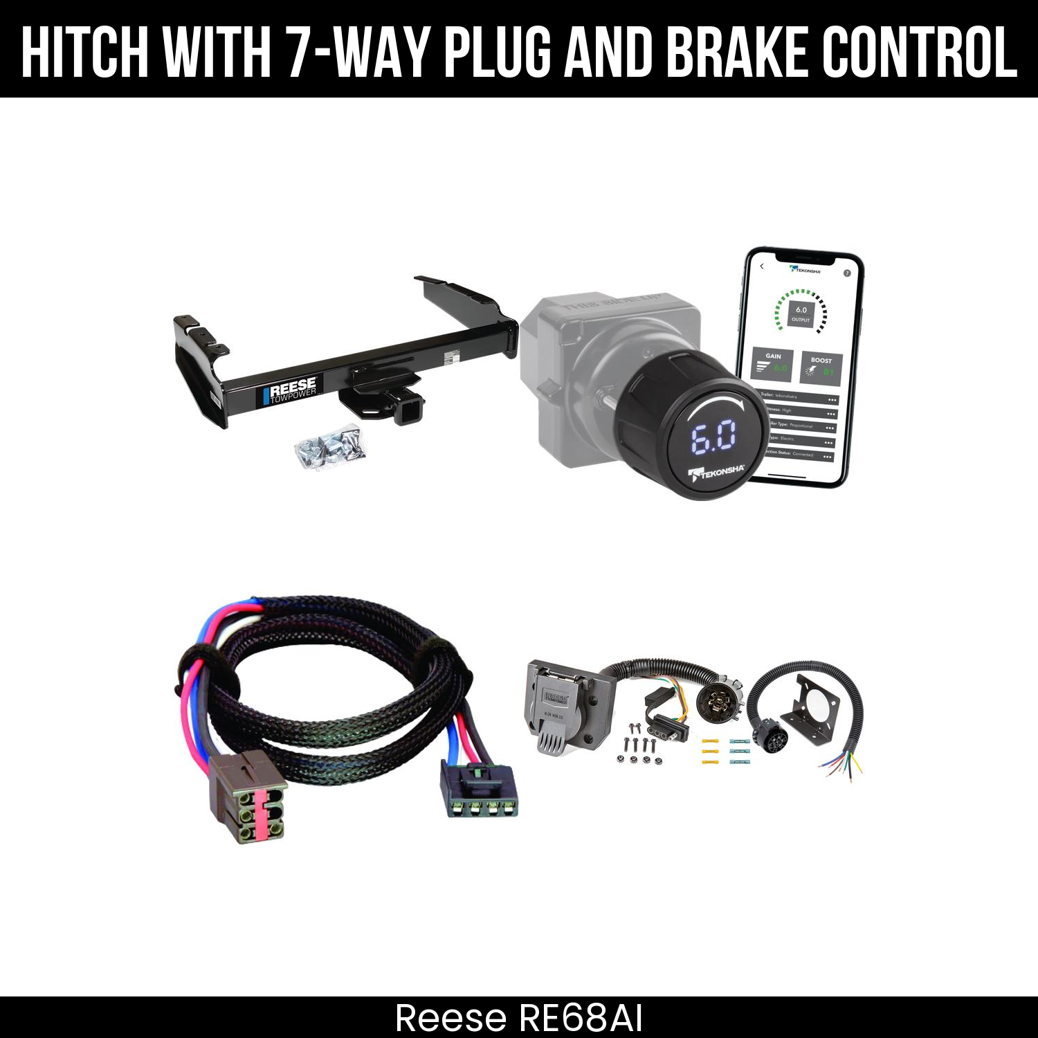 Reese RE68AI Hitch With 7 Way Plug And Brake Control Bundle Featureimg
