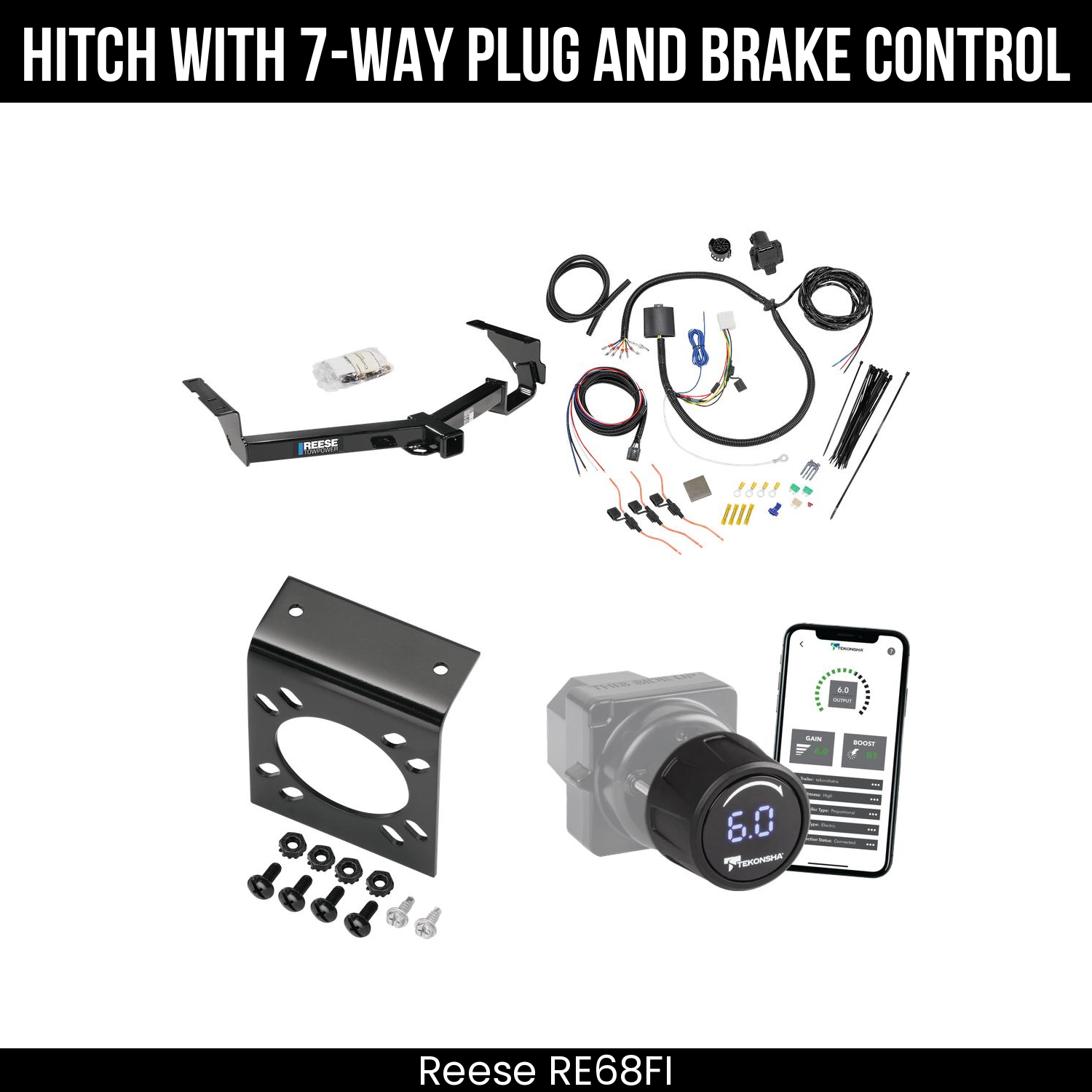 Reese RE68FI Hitch With 7 Way Plug And Brake Control Bundle Featureimg