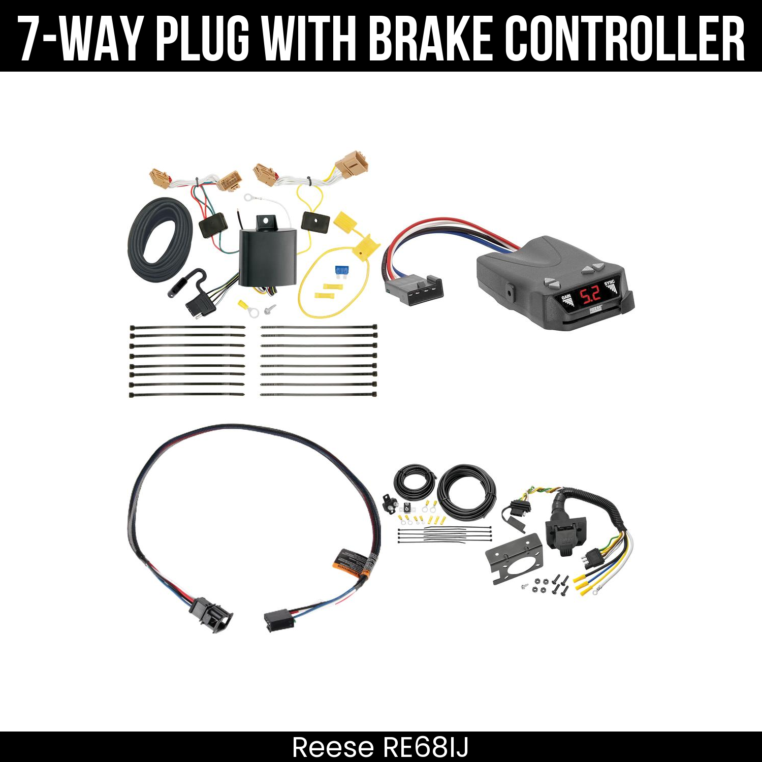 Trailer Wiring 7-Way Plug w/ Bracket , Reese Brakeman IV Brake Control