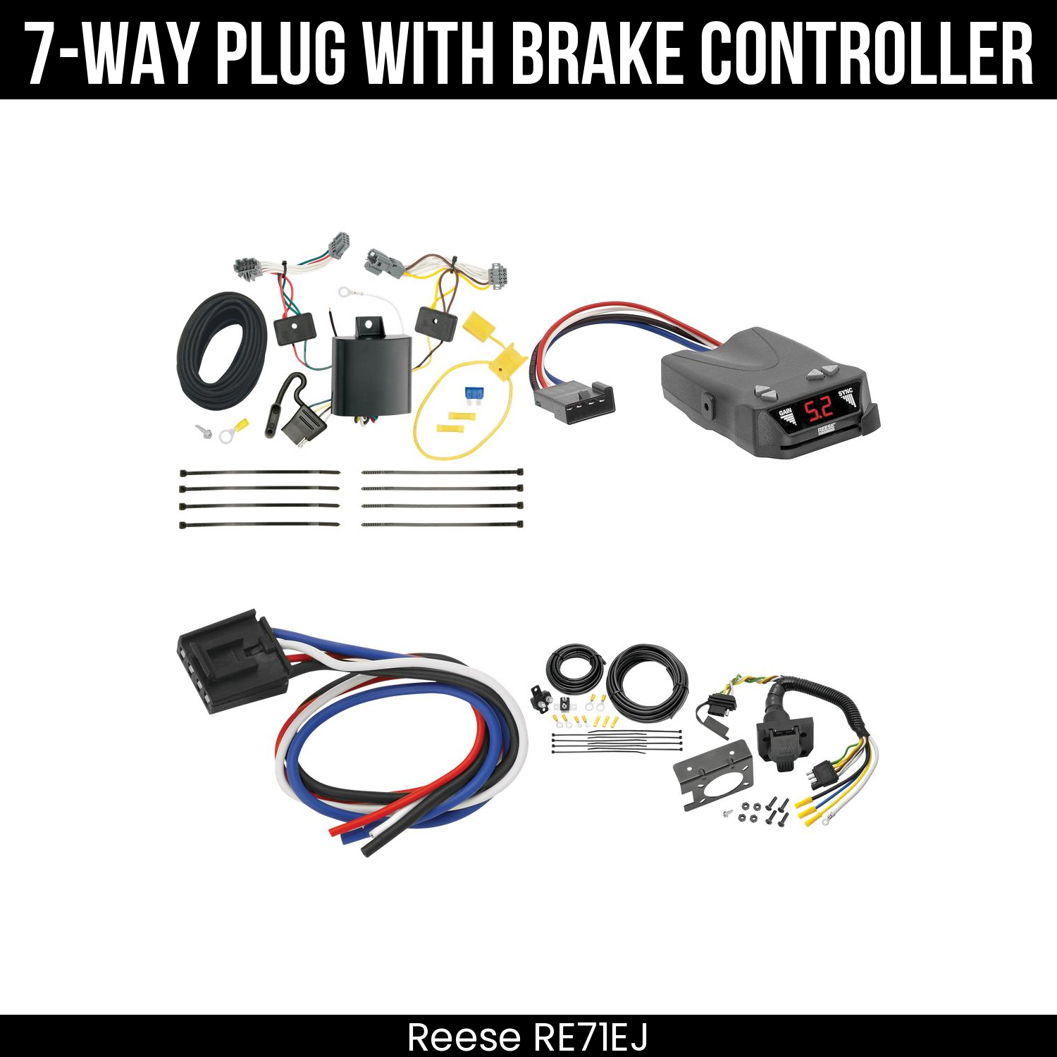 Trailer Wiring 7-Way Plug w/ Bracket , Reese Brakeman IV Brake Control