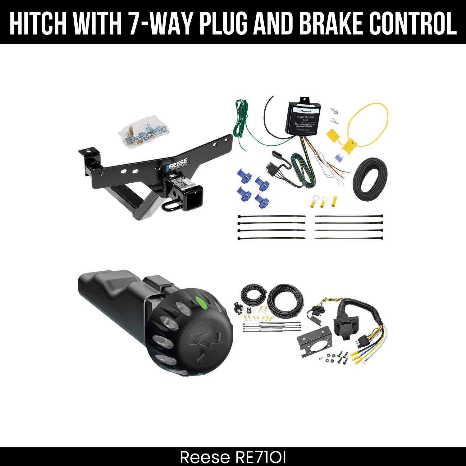 Reese RE71OI Hitch With 7 Way Plug And Brake Control Bundle Featureimg