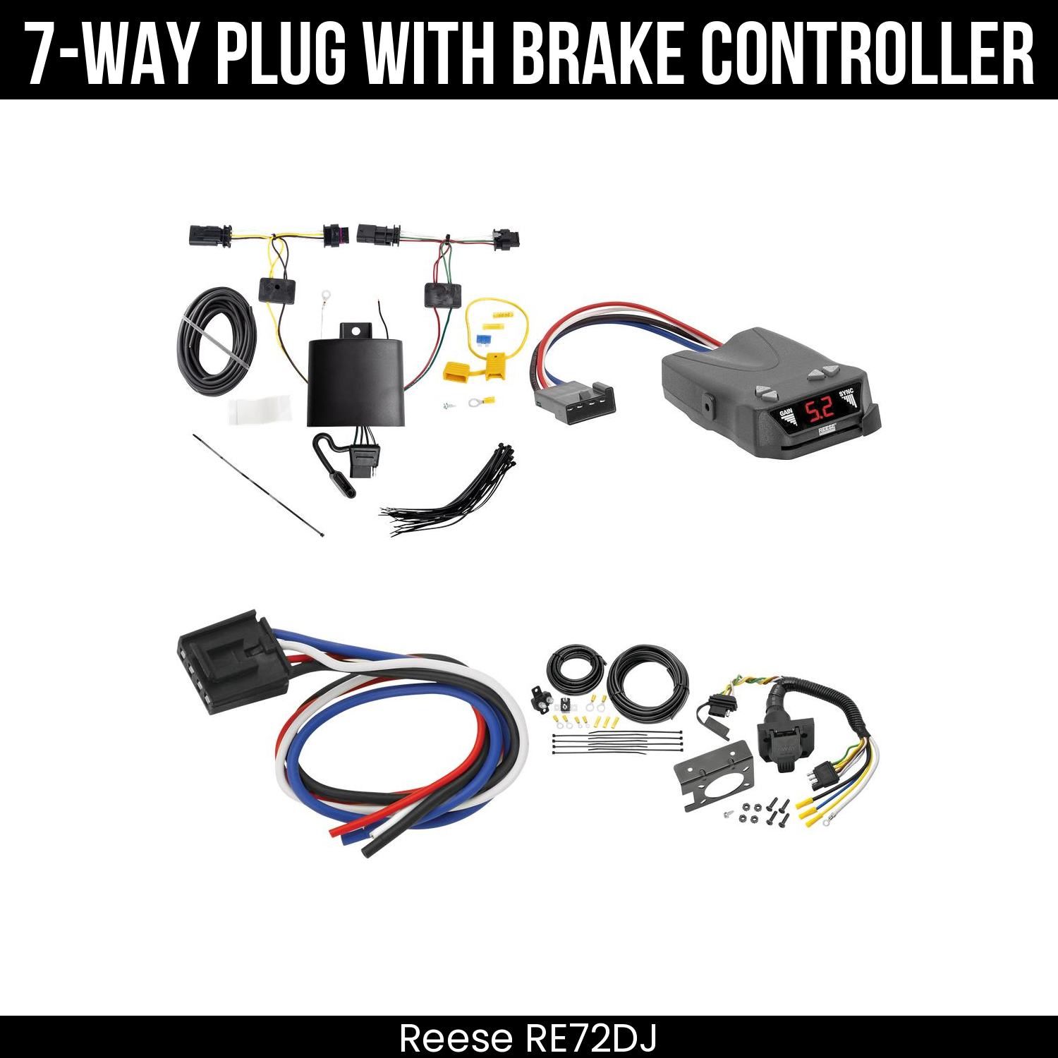 Trailer Wiring 7-Way Plug w/ Bracket , Reese Brakeman IV Brake Control