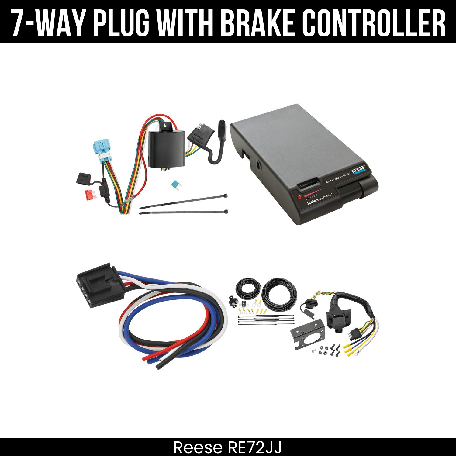 Trailer Wiring 7-Way Plug w/ Bracket , Reese Brakeman Brake Control