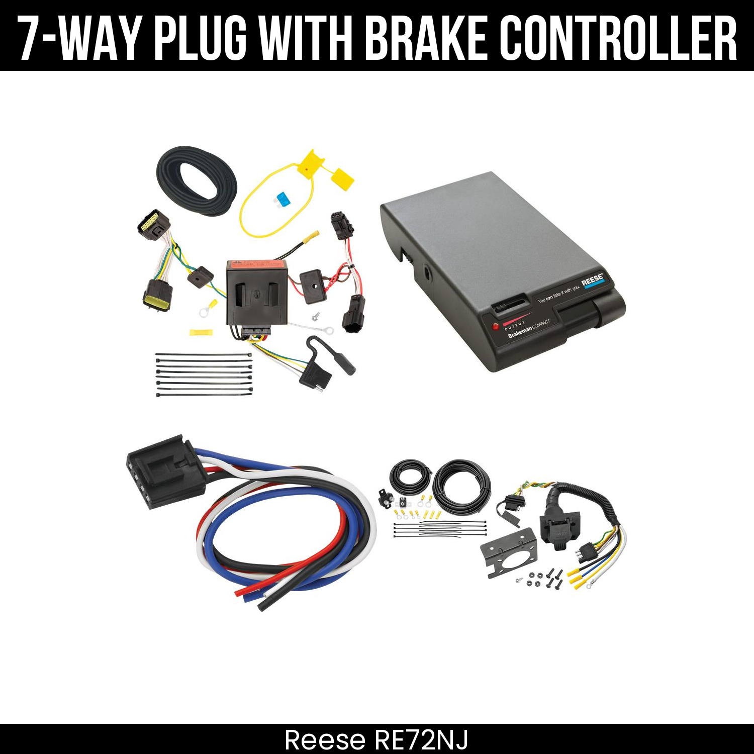 Trailer Wiring 7-Way Plug w/ Bracket , Reese Brakeman Brake Control