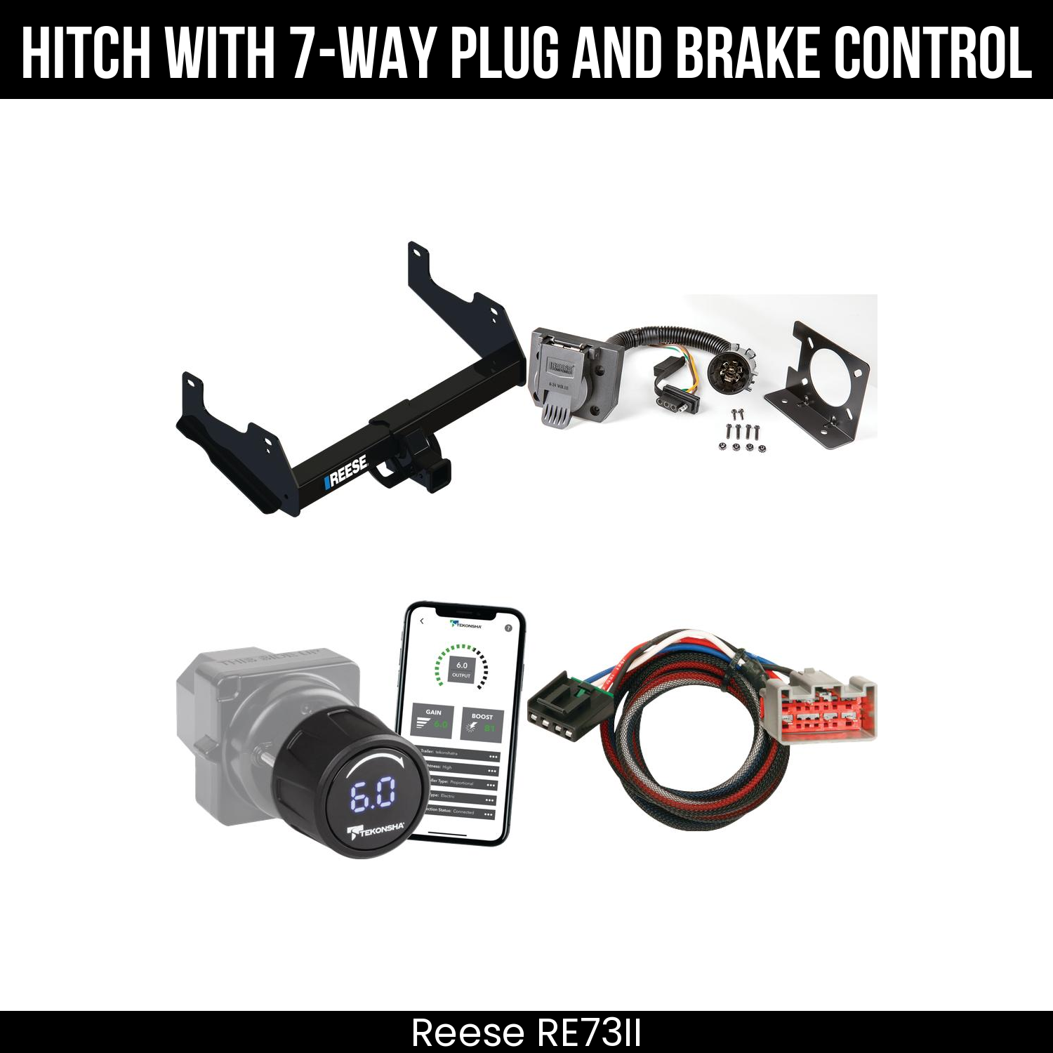 Reese RE73II Hitch With 7 Way Plug And Brake Control Bundle Featureimg