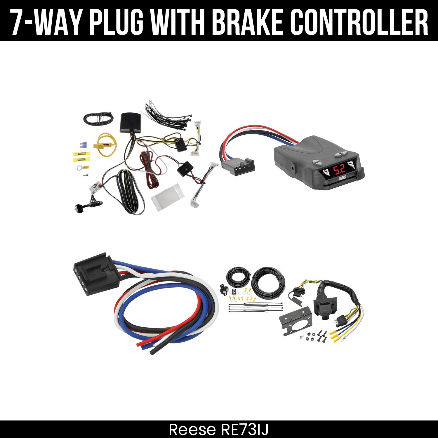 Trailer Wiring 7-Way Plug w/ Bracket , Reese Brakeman IV Brake Control
