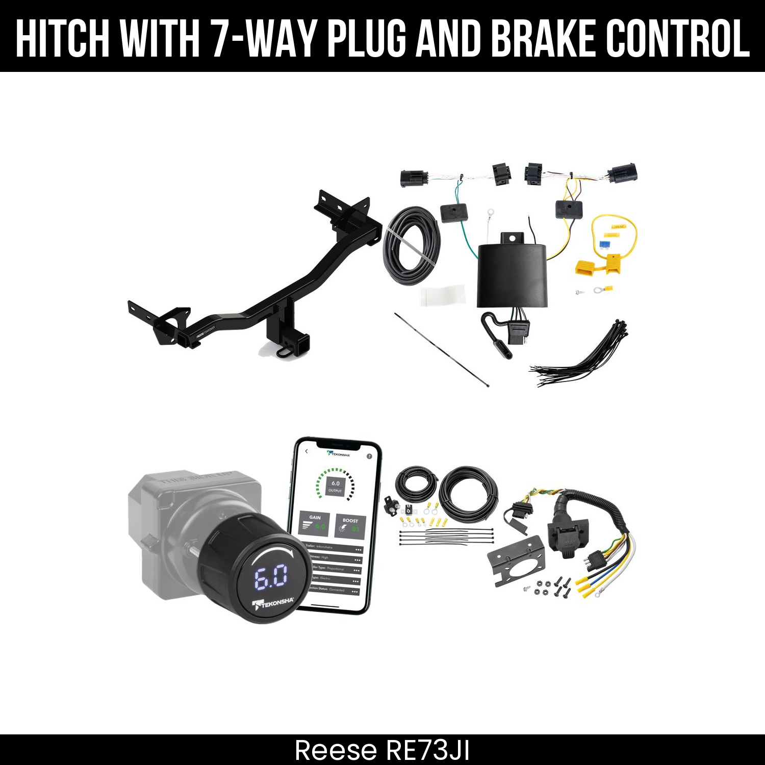 Reese RE73JI Hitch With 7 Way Plug And Brake Control Bundle Featureimg