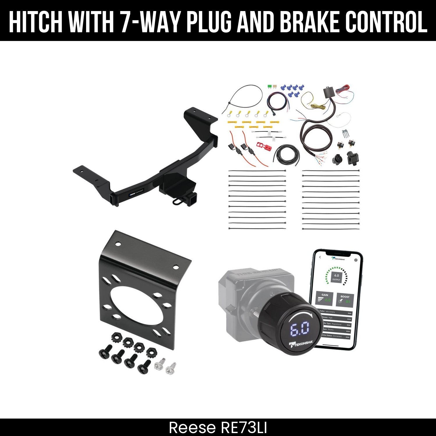 Reese RE73LI Hitch With 7 Way Plug And Brake Control Bundle Featureimg
