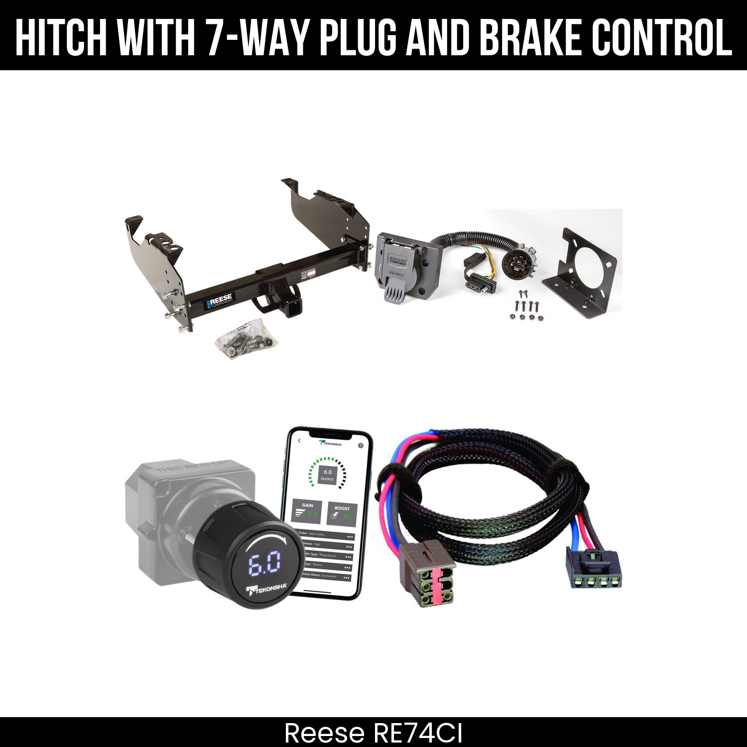 Reese RE74CI Hitch With 7 Way Plug And Brake Control Bundle Featureimg