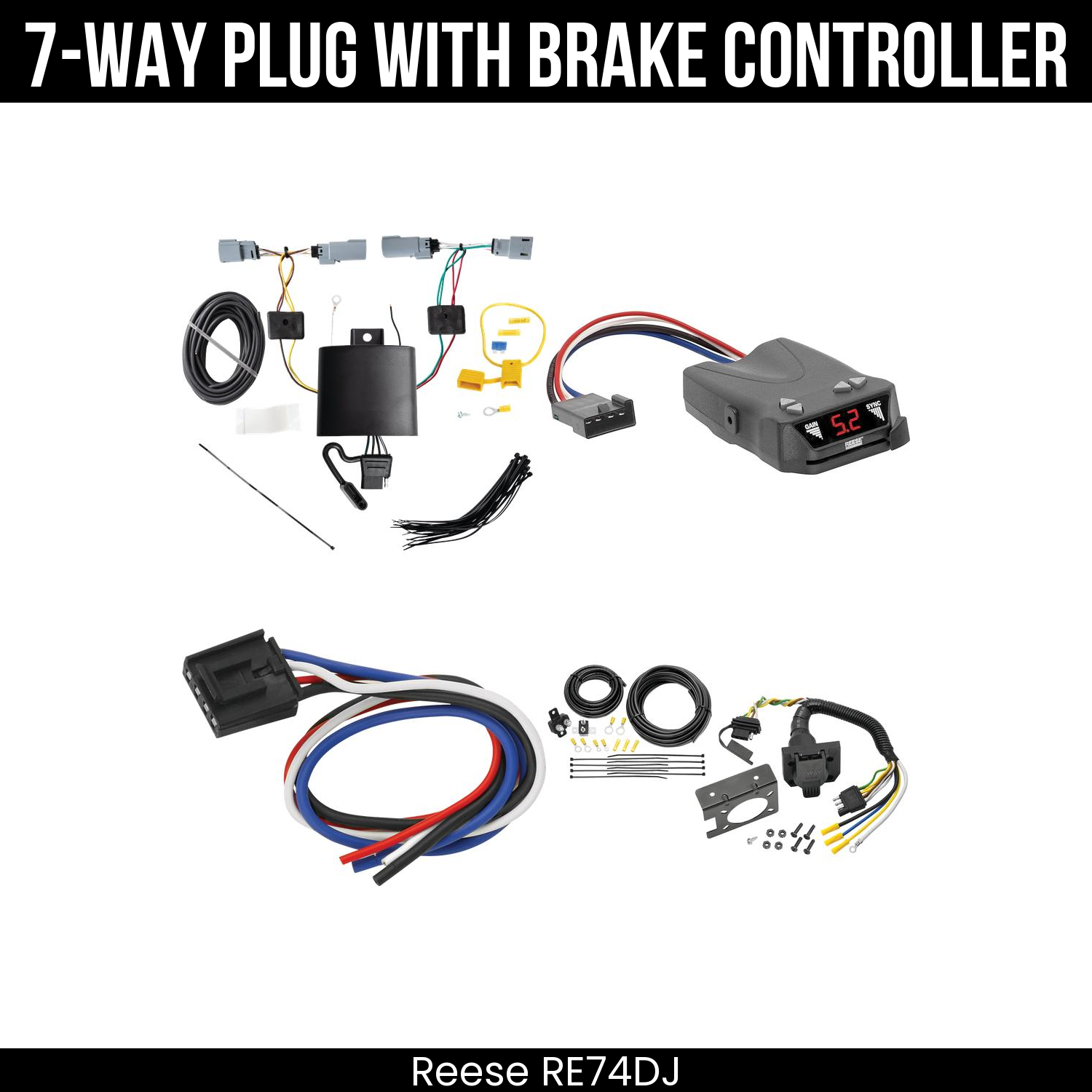 Trailer Wiring 7-Way Plug w/ Bracket , Reese Brakeman IV Brake Control