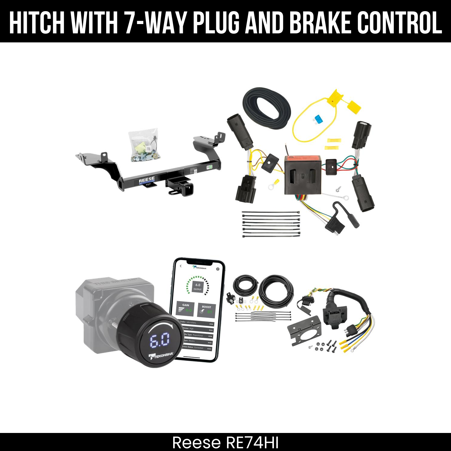 Reese RE74HI Hitch With 7 Way Plug And Brake Control Bundle Featureimg
