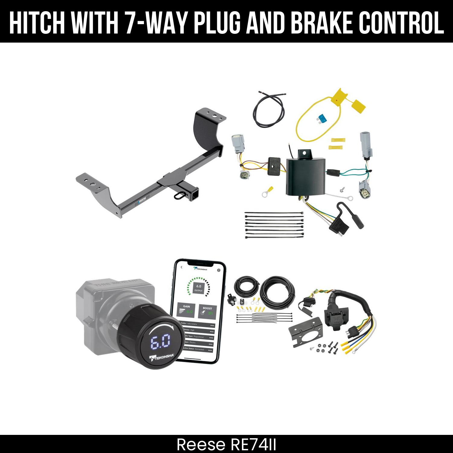 Reese RE74II Hitch With 7 Way Plug And Brake Control Bundle Featureimg