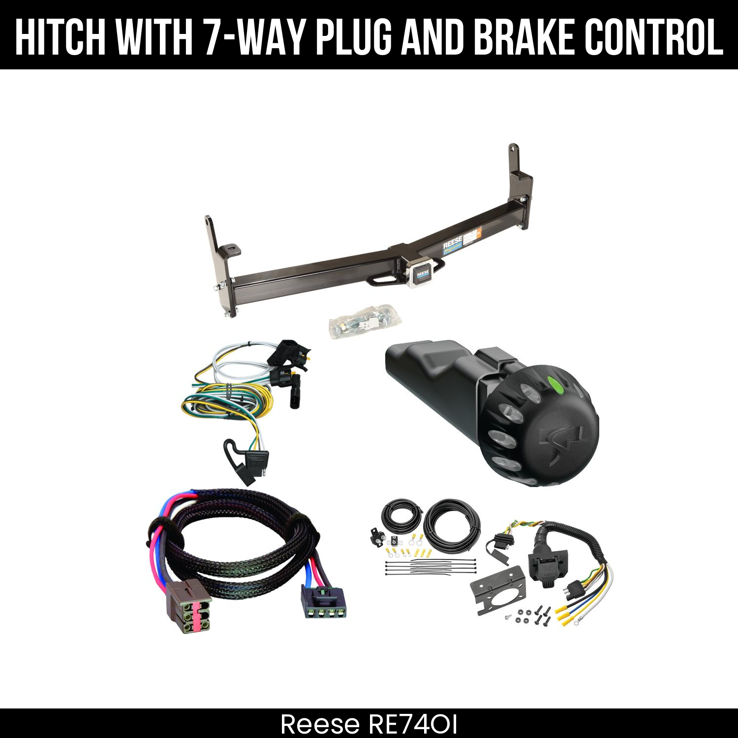 Reese RE74OI Hitch With 7 Way Plug And Brake Control Bundle Featureimg