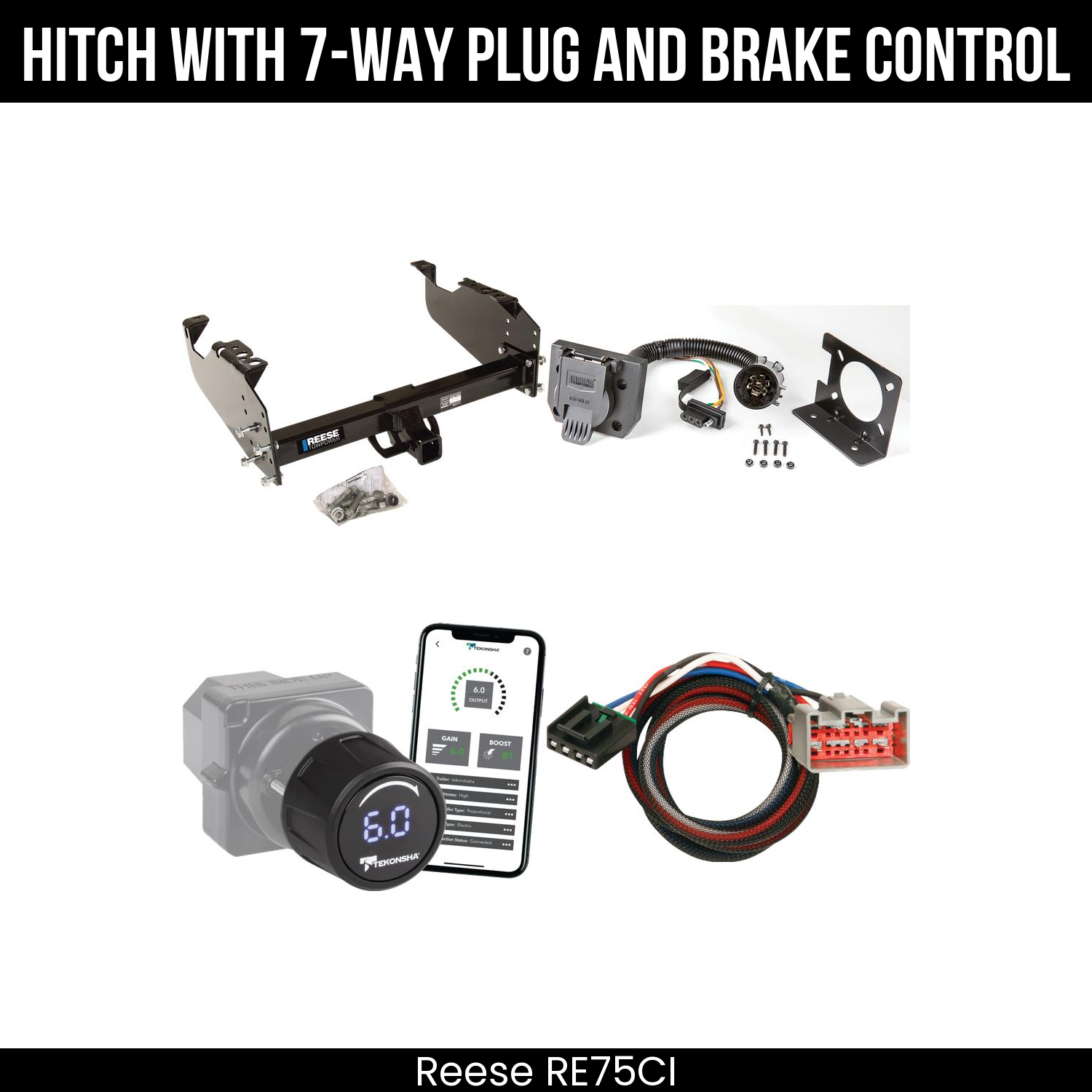 Reese RE75CI Hitch With 7 Way Plug And Brake Control Bundle Featureimg