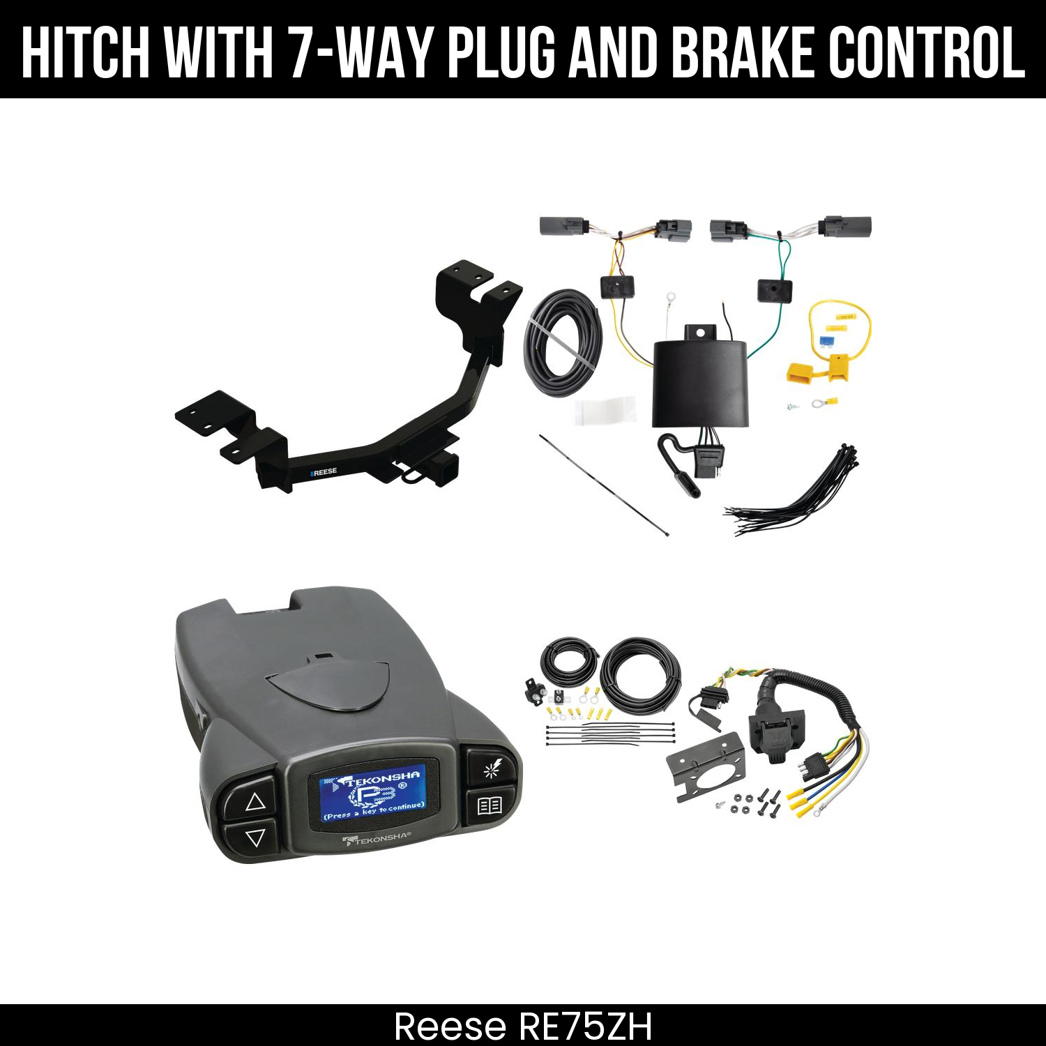 Reese RE75ZH Hitch With 7 Way Plug And Brake Control Bundle Featureimg