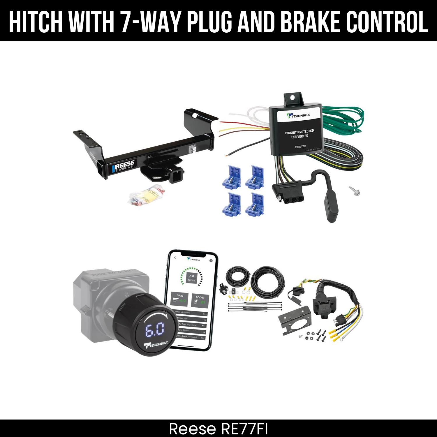 Reese RE77FI Hitch With 7 Way Plug And Brake Control Bundle Featureimg