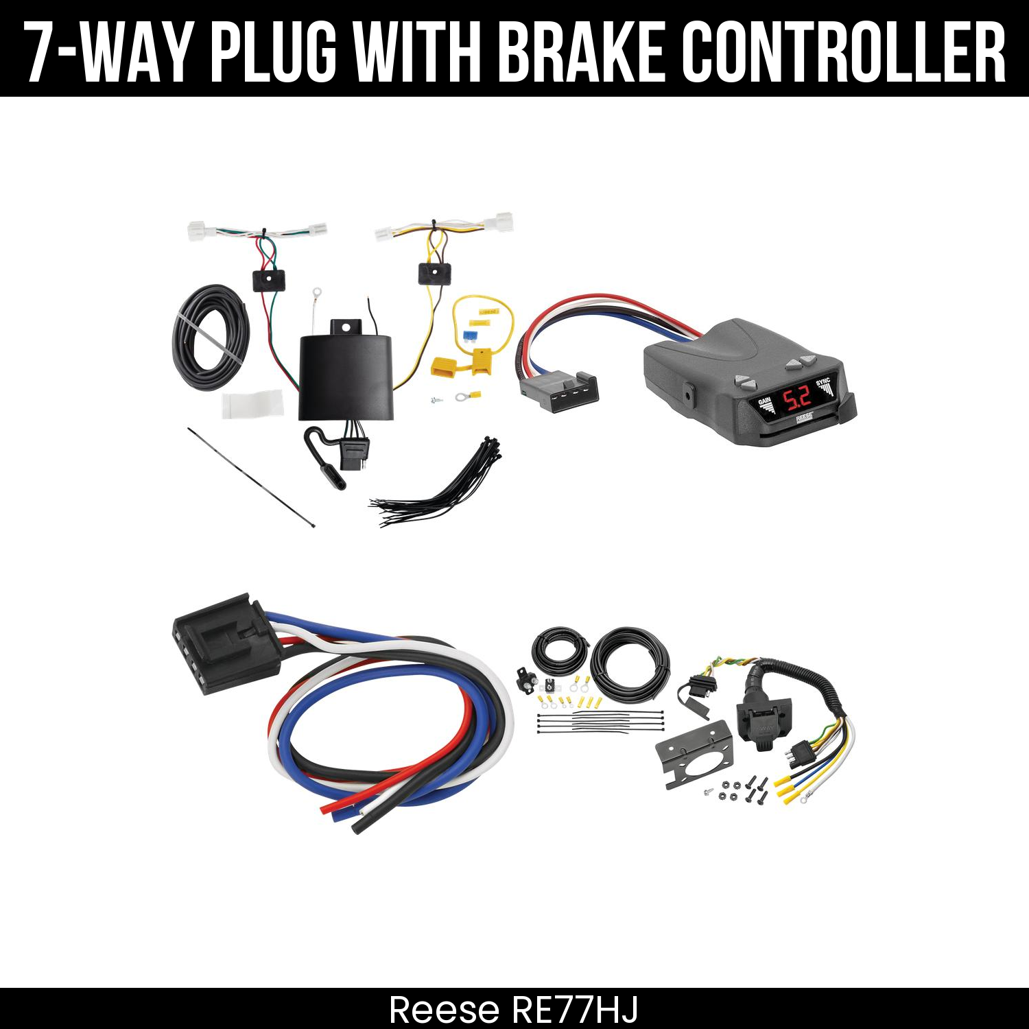 Trailer Wiring 7-Way Plug w/ Bracket , Reese Brakeman IV Brake Control