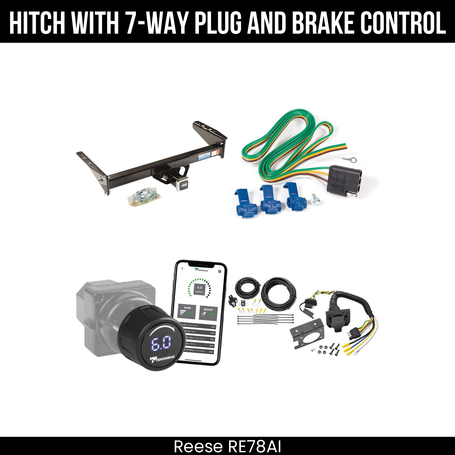 Reese RE78AI Hitch With 7 Way Plug And Brake Control Bundle Featureimg