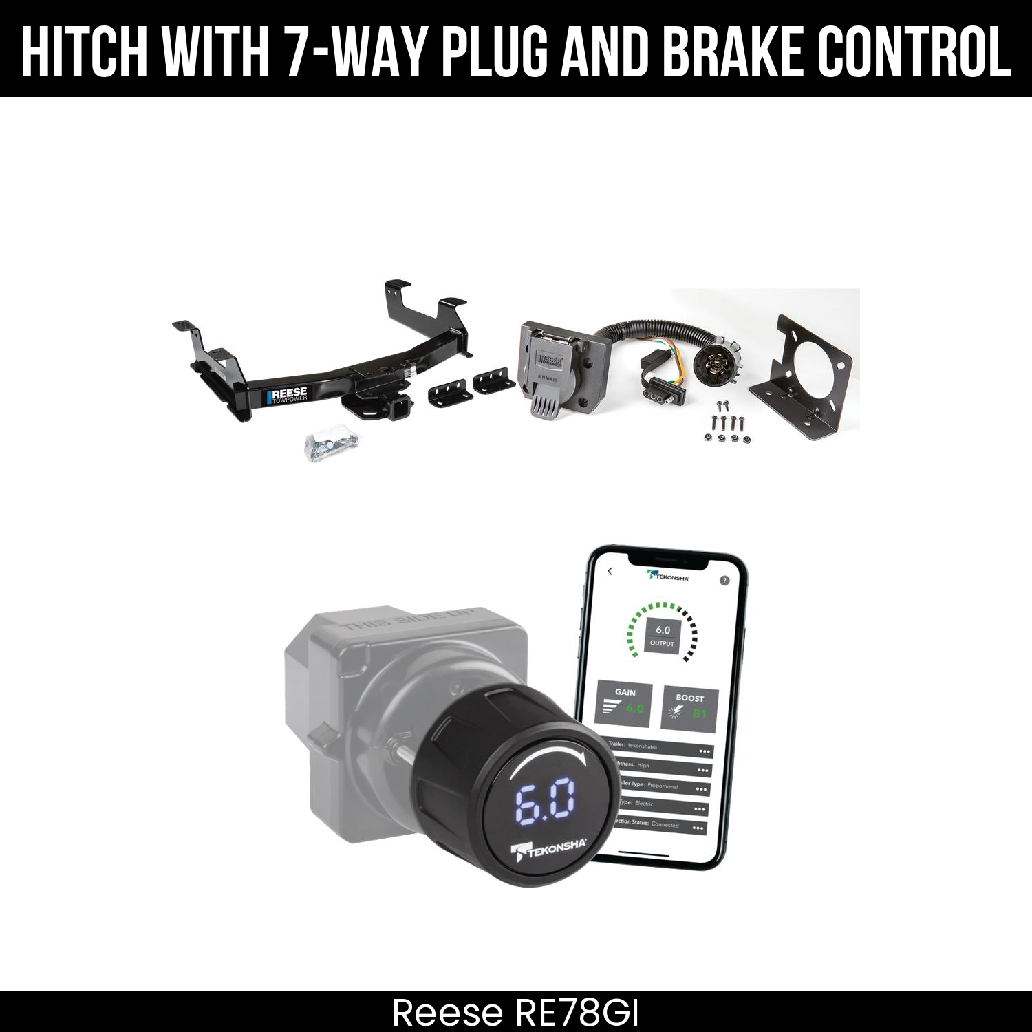Reese RE78GI Hitch With 7 Way Plug And Brake Control Bundle Featureimg