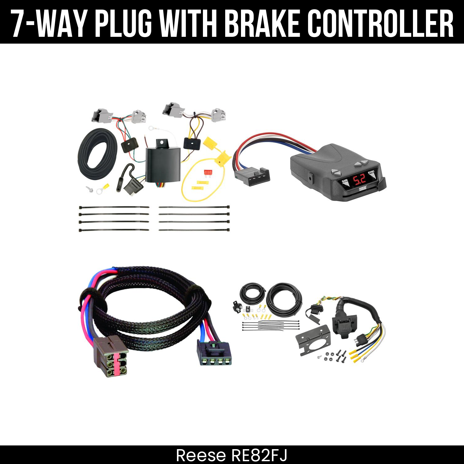 Trailer Wiring 7-Way Plug w/ Bracket , Reese Brakeman IV Brake Control