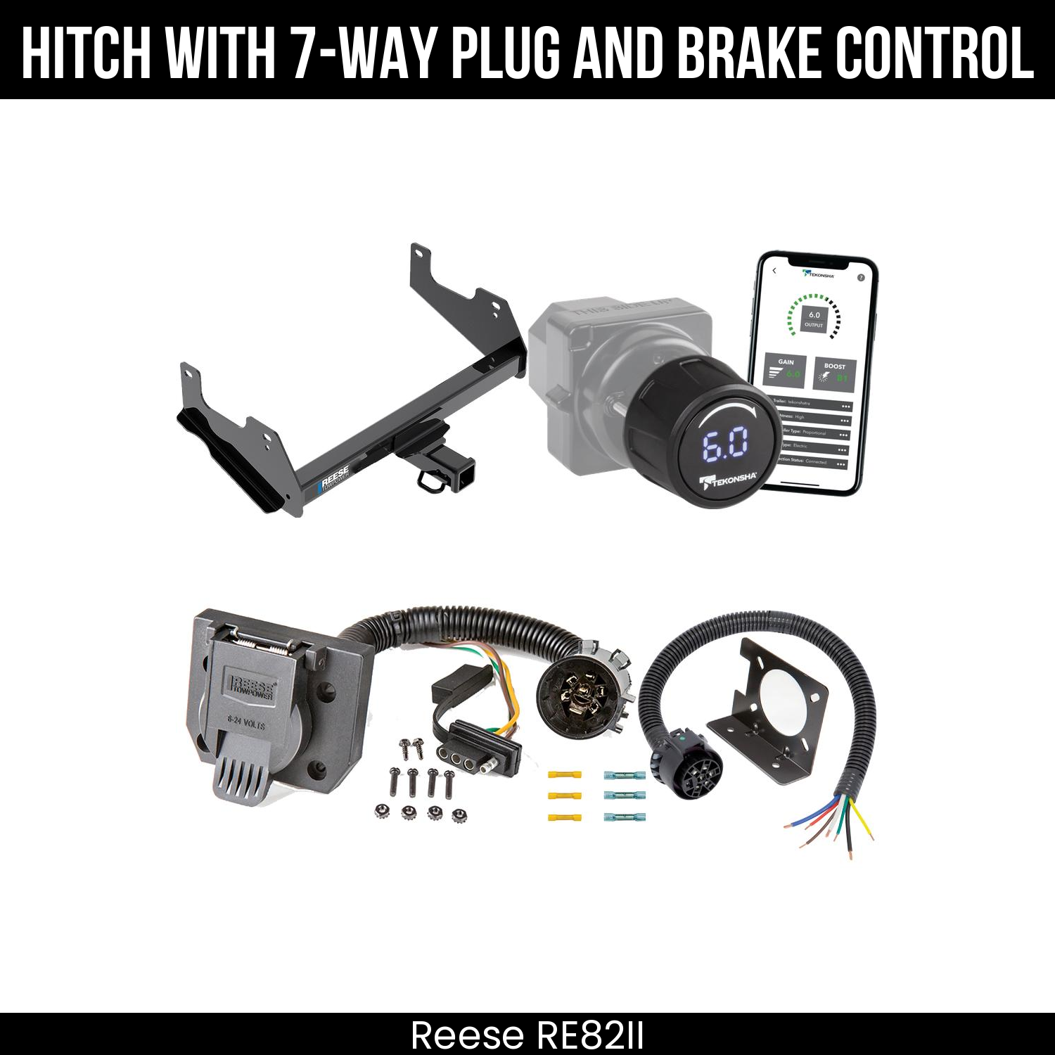Reese RE82II Hitch With 7 Way Plug And Brake Control Bundle Featureimg