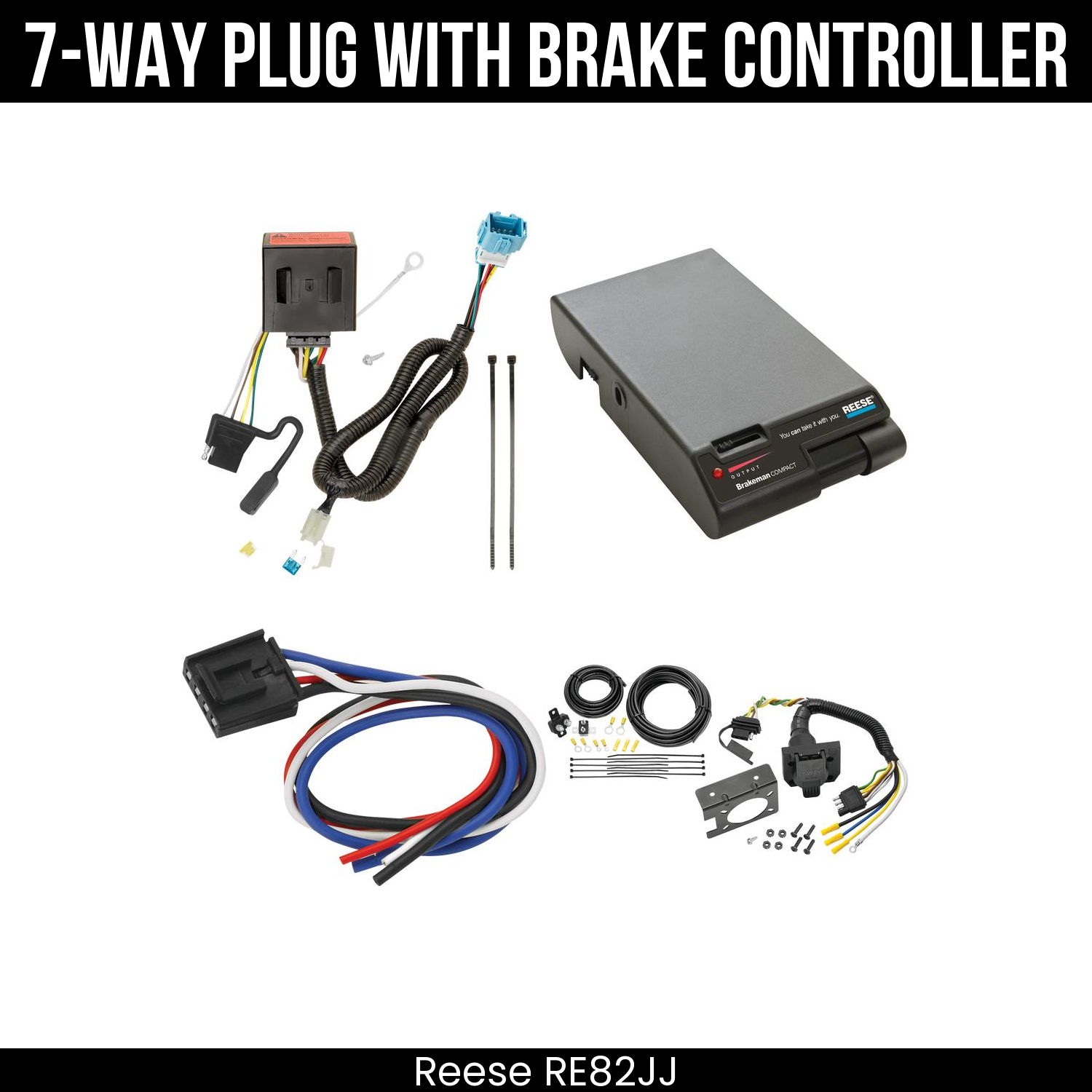 Trailer Wiring 7-Way Plug w/ Bracket , Reese Brakeman Brake Control